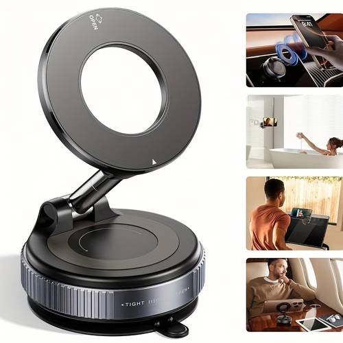 new vacuum magnetic phone holder portable travel car mount foldable with adjustable 360 bi directional angle compatible with phones and tablets mothers day holiday gift