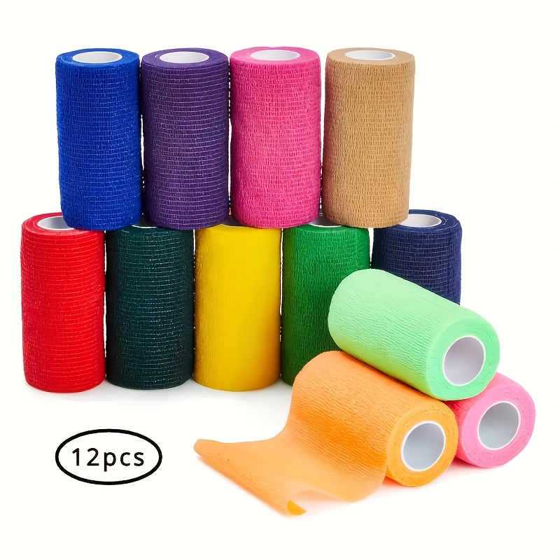 12/6pcs, Self-adhesive Sports Bandage, 4 Inches Wide, Stretch Length 4.5 Yards, , Suitable For Sports, Fitness, Tattoos, And Multiple Color .