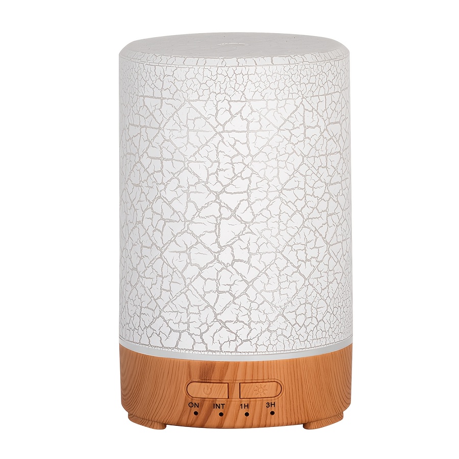TEMU 1 pièce à ondes sonores 150 ml, design fissuré, petit diffuseur avec 7 couleurs de réglables (blanc, grain de bois pâle, grain de bois foncé),