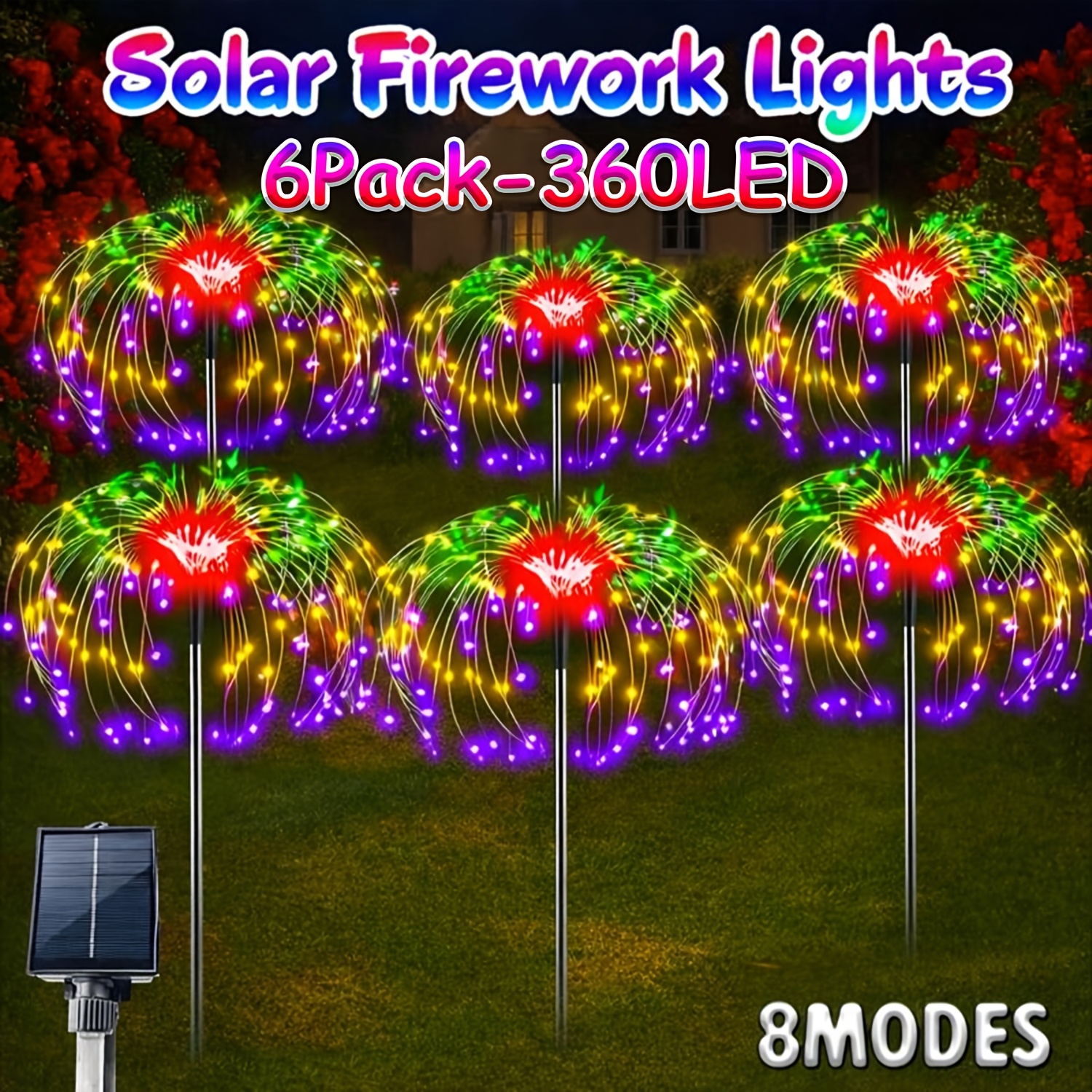 8pack6pack4ack1pack Outdoor Solar Garden Lights, 8-mode Fairytale Firework Decorations, Ip65 Solar Garden Lamps, Solar Powered, Suitable For Garden , Flower Beds, Planters, And Courtyard Decorations