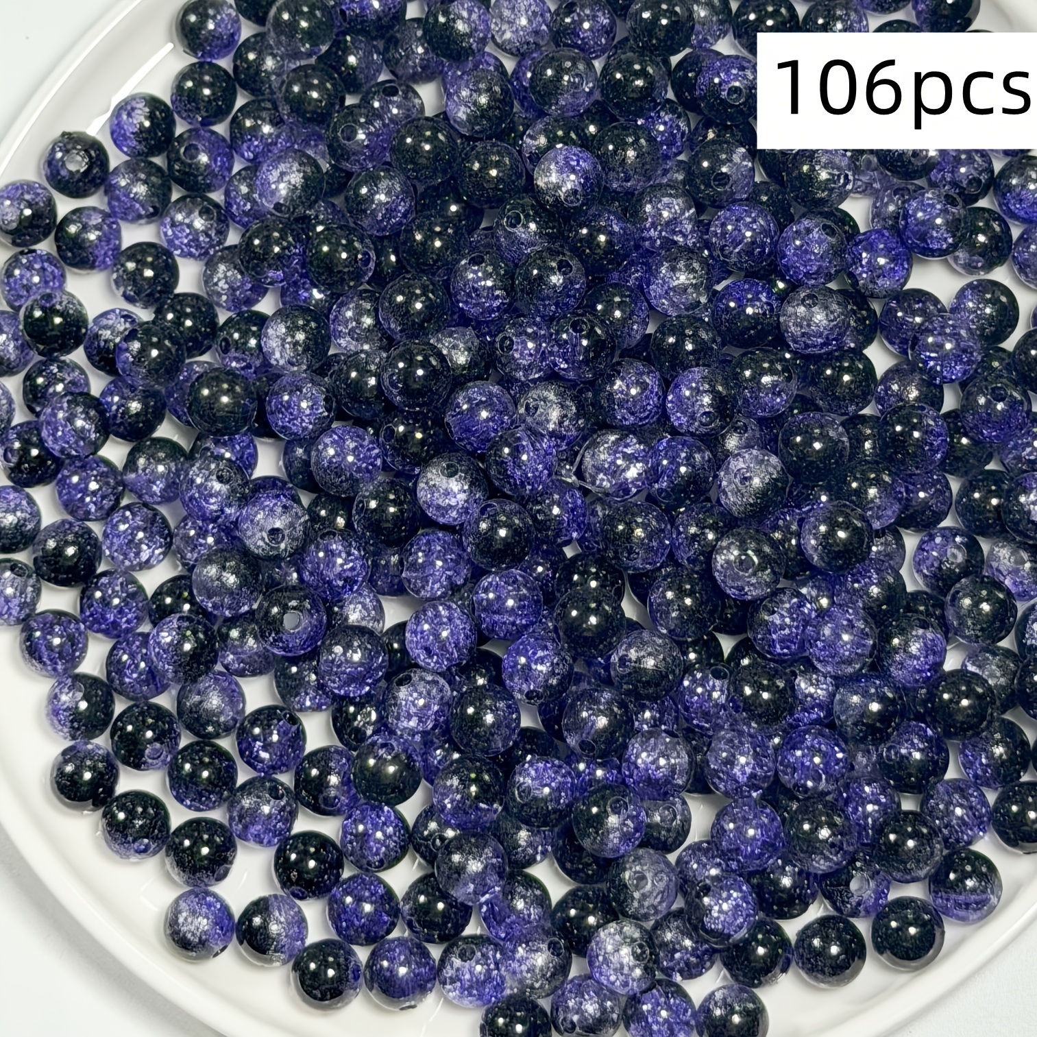 TEMU 106pcs 8mm Acrylic Sapphire Blue Rose Red Gradient Mixed Round Beads Exquisite Bead Jewelry Accessories Beads