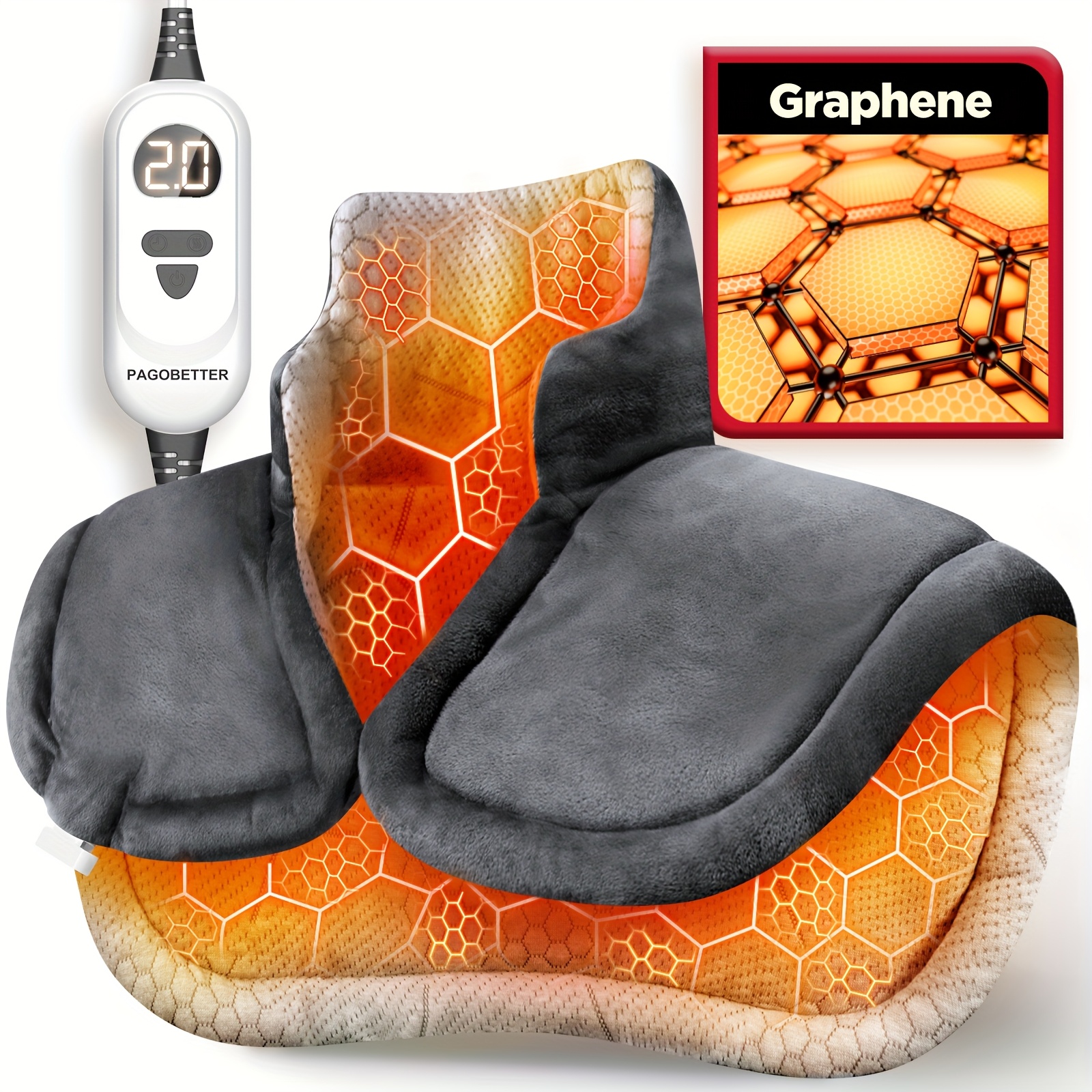 TEMU Graphene Blanket Shawl With 3 Times The Depth Of Shawl, Weighted Instant Heating Pad Suitable For Neck And Shoulders, Heating Wrapping With 6