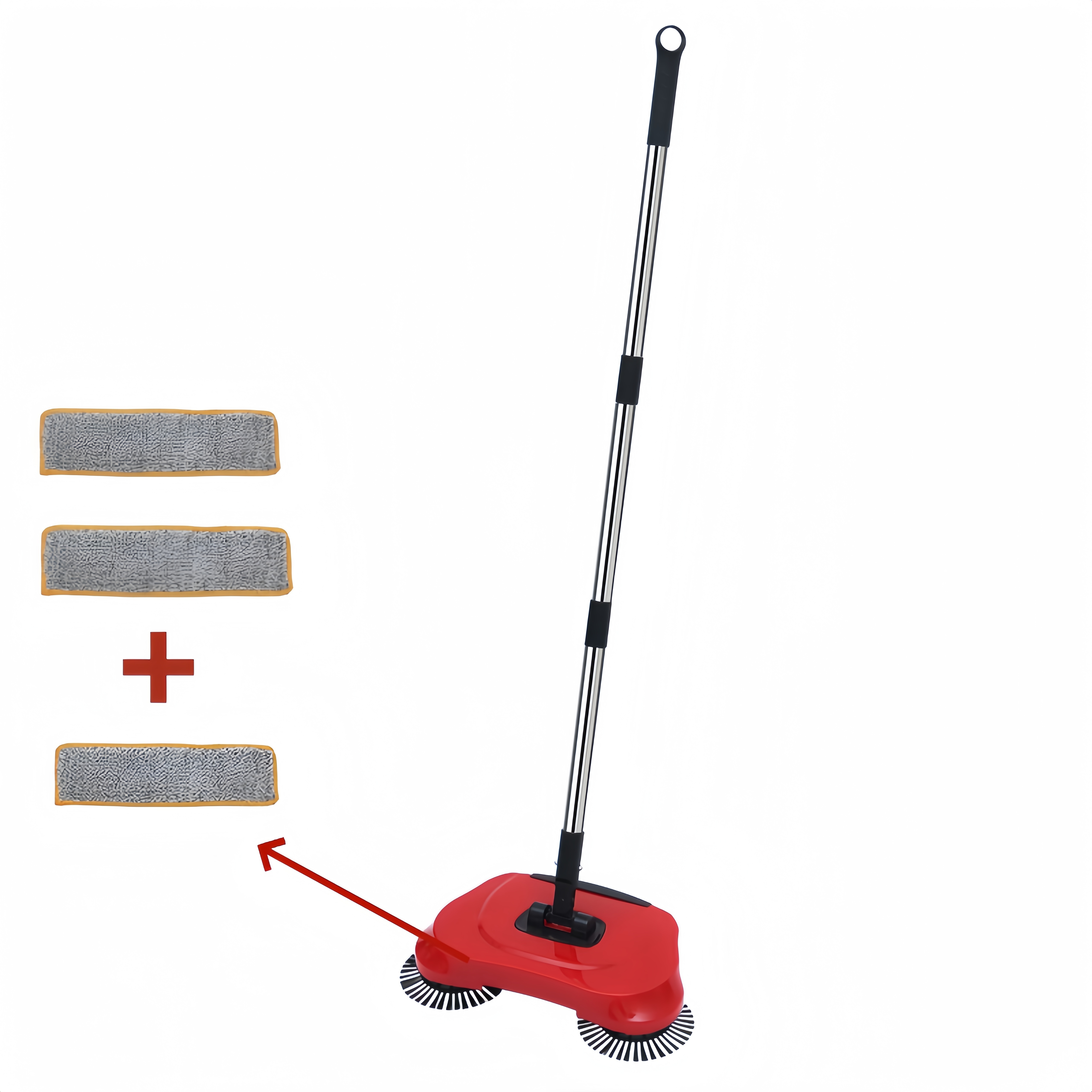 E-shop 3-in-1 Manueller Bodenreiniger-Set mit Langem Stiel, Ergonomischem Griff & Langlebigen Kunststoffborsten, Automatisches Tiefenreinigungssystem