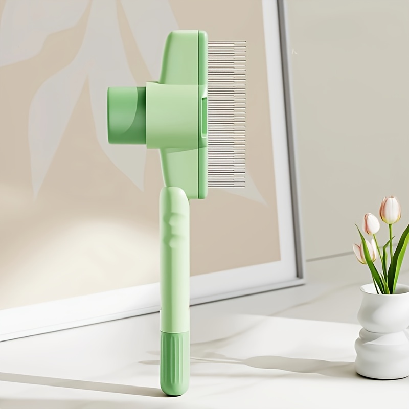 TEMU Cat Brush For Hair Removal, Self-cleaning Cat Grooming Brush Strap, Cat Hair Brush Removes Loose Hair, And Dirt, Great For Long Hair Cats, Green