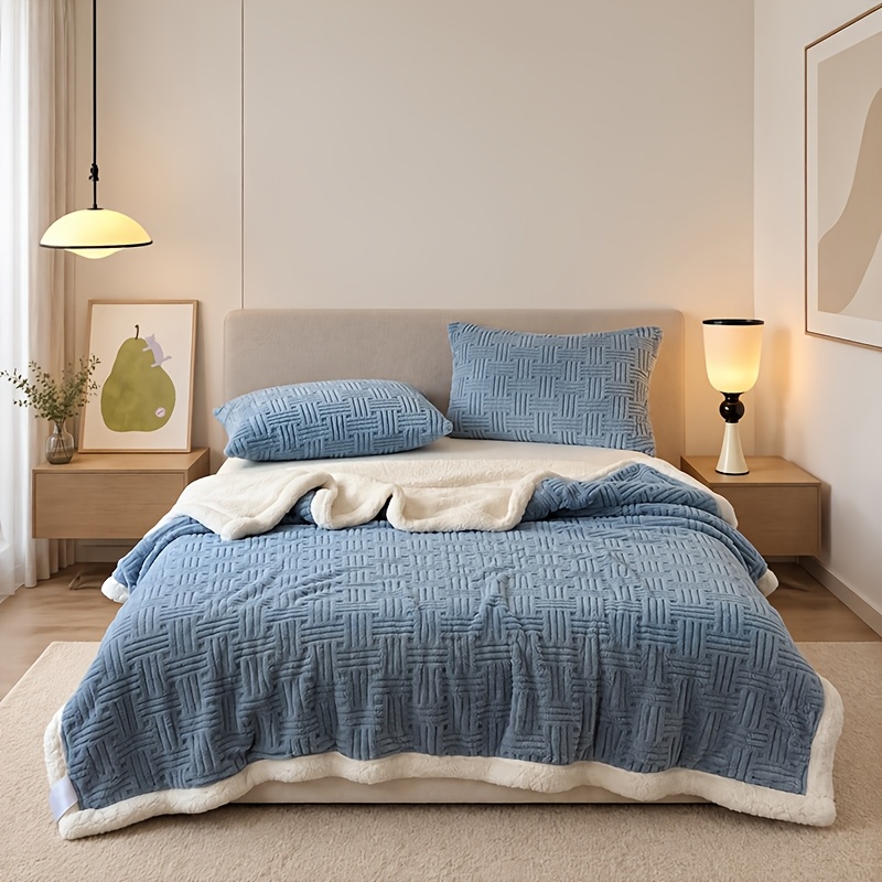 TEMU Quilt, Super Soft Lamb Fleece Blanket, Warm And Cozy Bed Blanket. Ideal For Office , Sofa And Air Conditioning Use In Living Room. And Machine