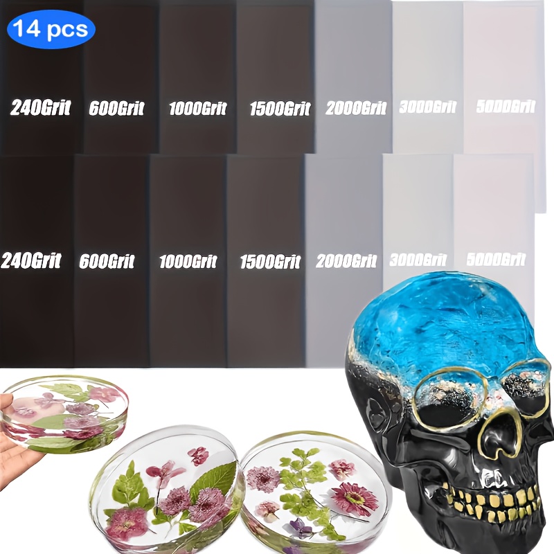 TEMU 14/43pcs Epoxy Resin Polishing Kit - No Electric Sander, Includes Paper Sanding Sheets, Ideal For Epoxy Injection, Jewelry Making, And Mold