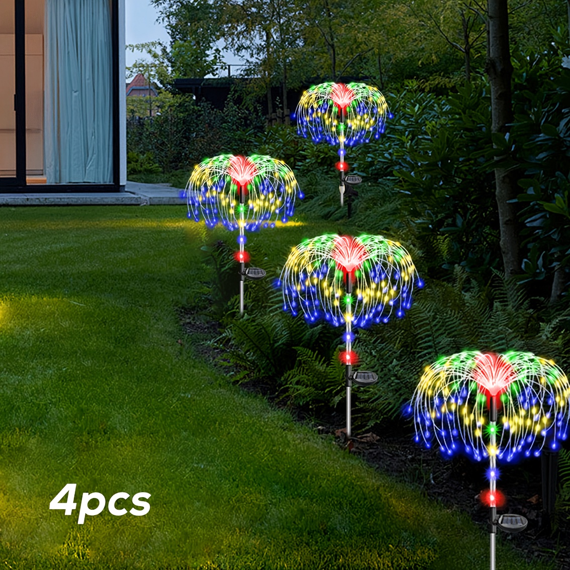 Image of 2/4 Solar Courtyard Lights, Solar Fireworks Lights, 60/120/240 Led Solar String Lights, Flashing Solar Lights For Gardens, Ip44 Weddings, Parties, And Courtyards ()