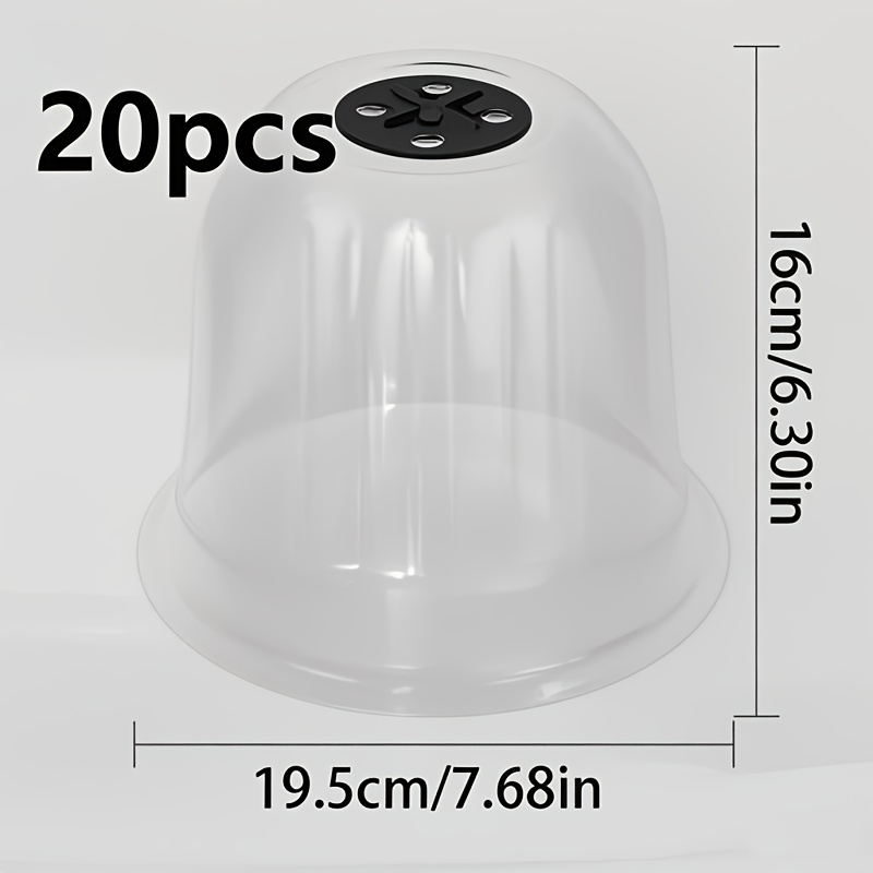 Image of 20pcs Transparent Plastic Insulated Plant Grow Covers With Green Lid - Lightweight, Indoor/outdoor Seedling Protection Dome, Suitable For Garden And Balcony Gardening, Yard Lawn, Greenhouse Supplies