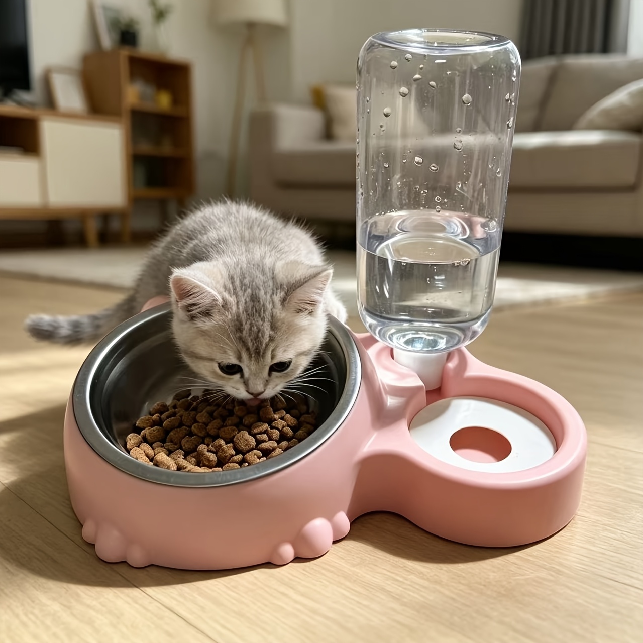 TEMU 2026 -in-1 Pet Feeder And Waterer Set With Stainless Steel Or Plastic Bowls, Designed For Cats And Dogs, Anti-spill Elevated Pet Feeding Station