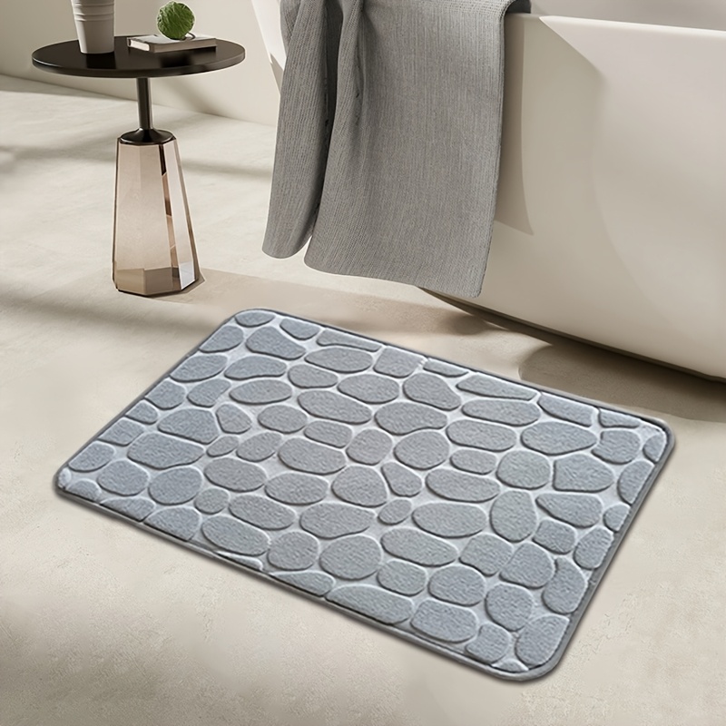 TEMU Alfombra de Baño de Forro Polar Coral Ultra- - Antideslizante, Secado Rápido con Base de PVC, Lavable a Máquina, Poliéster Peluche, Pelo ,