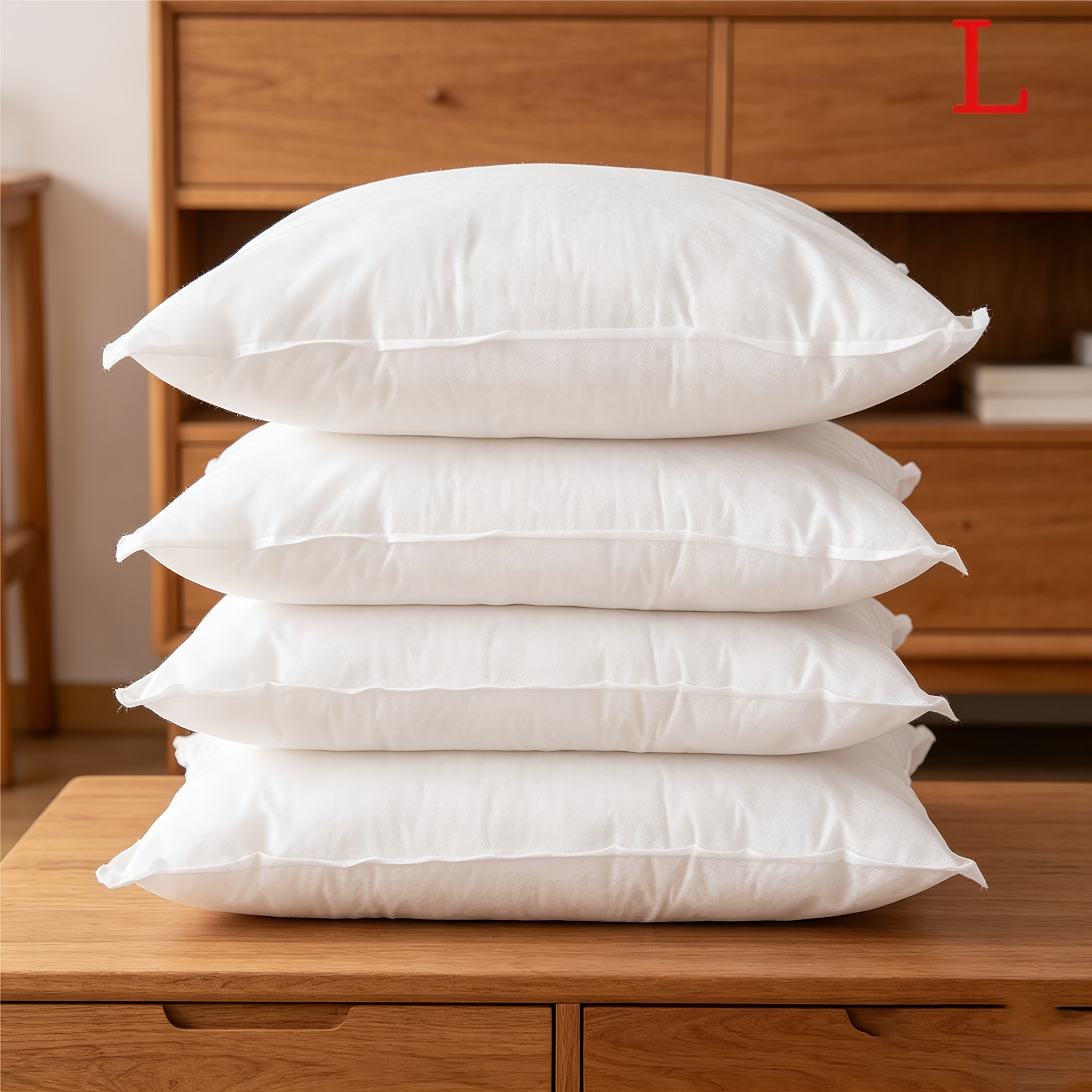 TEMU Lot de 4 coussins de rechange carrés - Tissu non tissé, rembourrage en fibre ultra-douce, housse, coussins de canapé-lit en peluche blanche, lot