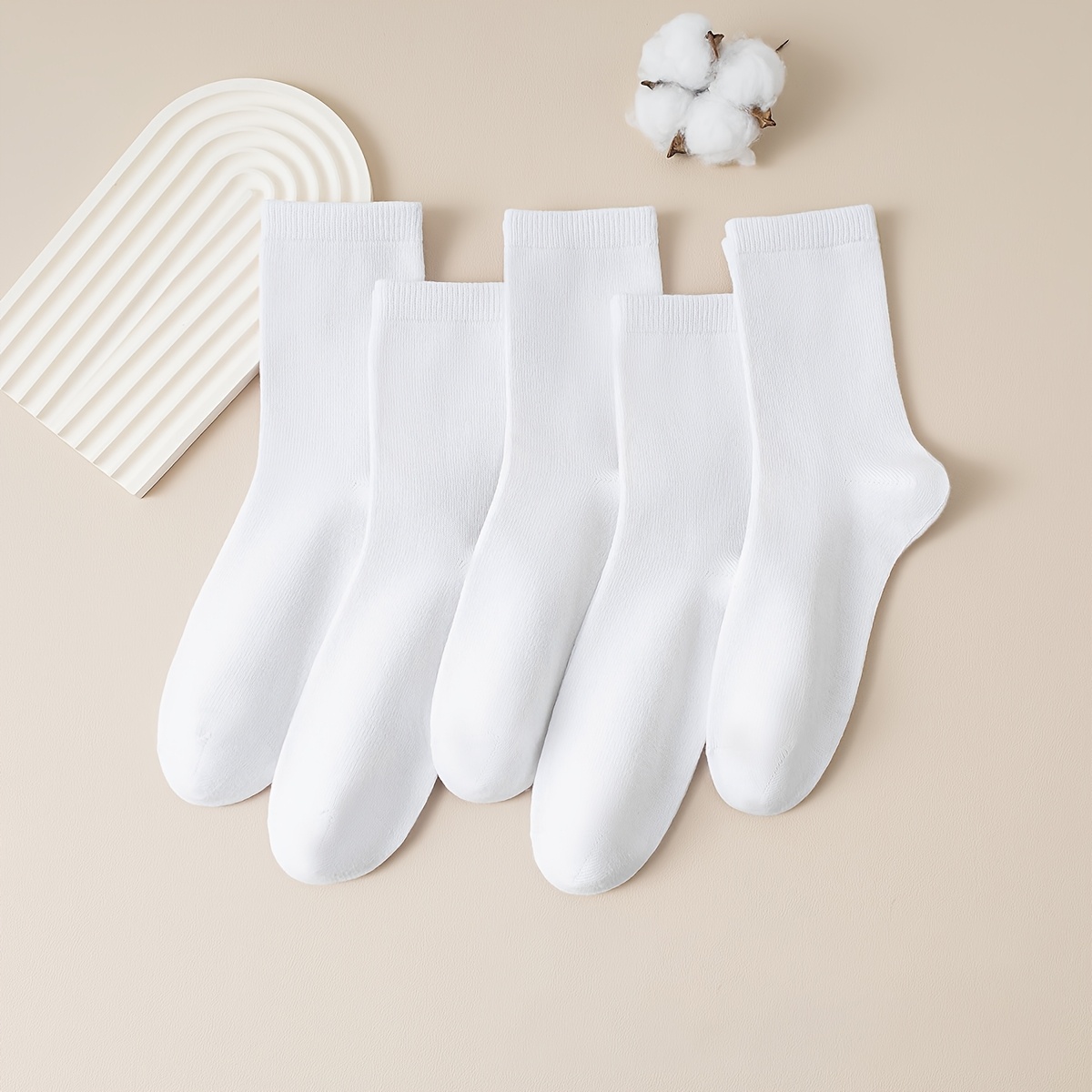 Image of 5 Pairs Of ' Cotton Blend Socks, Kids Solid Socks, Breathable Moisture-wicking Athletic Socks For Boys And Girls, Ideal For Sports And Casual Attire, School Socks, Sailor Socks, Student Socks