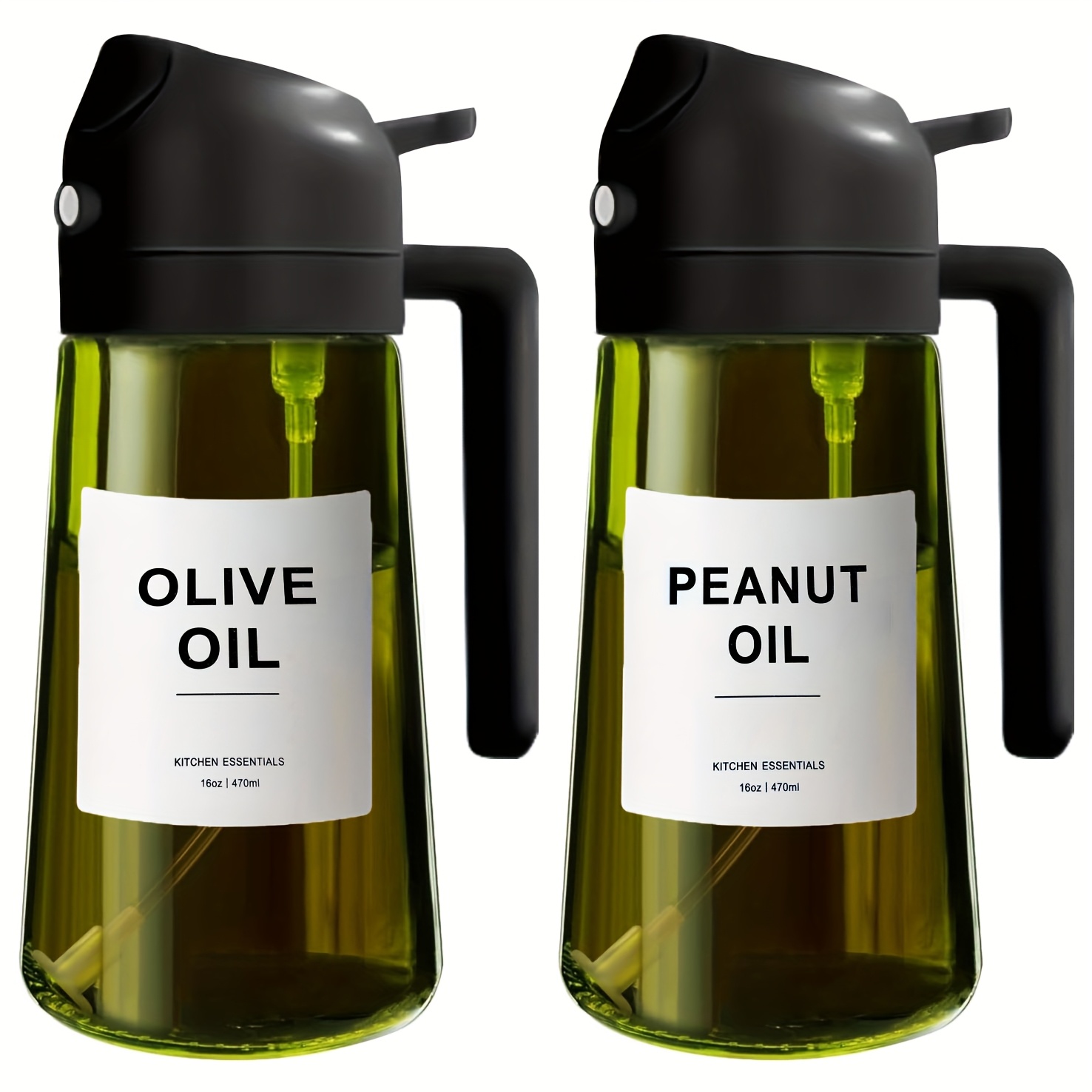 TEMU 2-pack Blackout Olive Oil Spray Bottles (includes Stickers), 16oz/470ml Olive Oil Dispensing Bottles With Protective Packaging, Suitable For