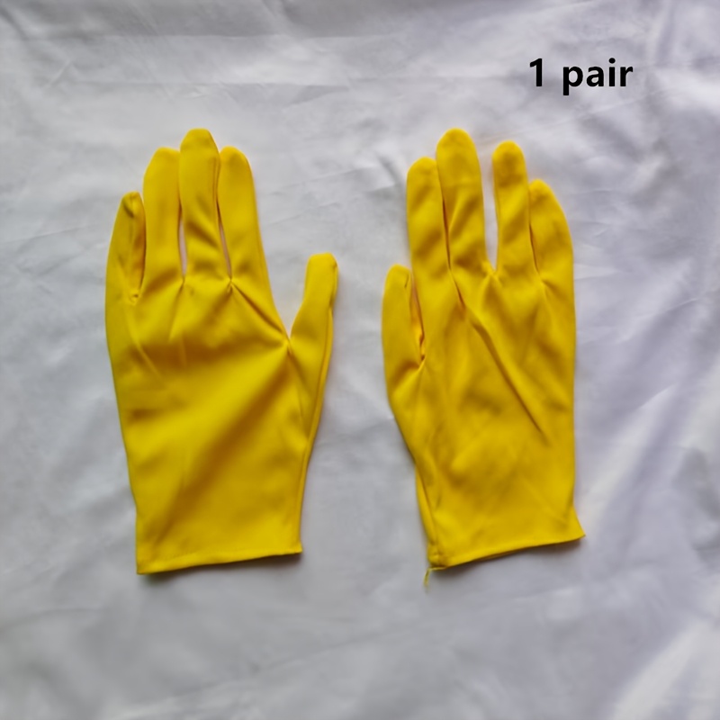 TEMU 1 Paar gelbe kurze dehnbare Spandex-Vollfingerhandschuhe in Handgelenklänge für Erwachsene