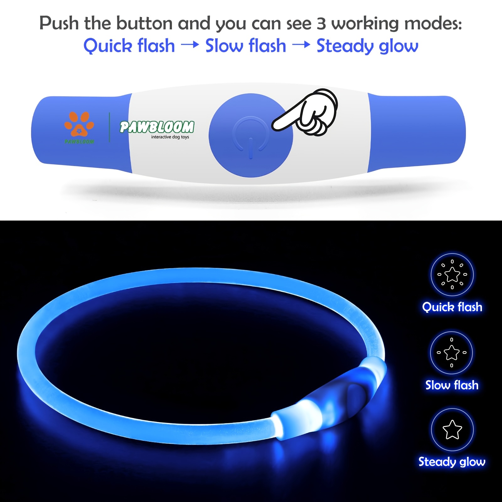USB Rechargeable LED Dog Collar for Pet Safety
