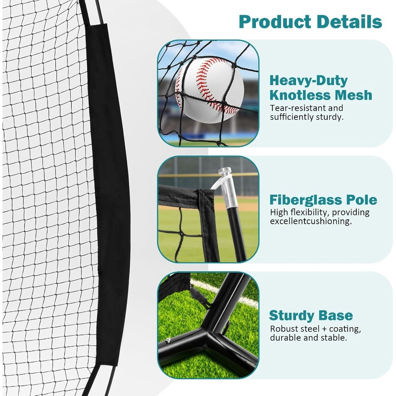 7 ft x 7 ft Baseball Softball Training Net with Arch Frame, Carry Bag, and Batting Area, Multiple Colors Available