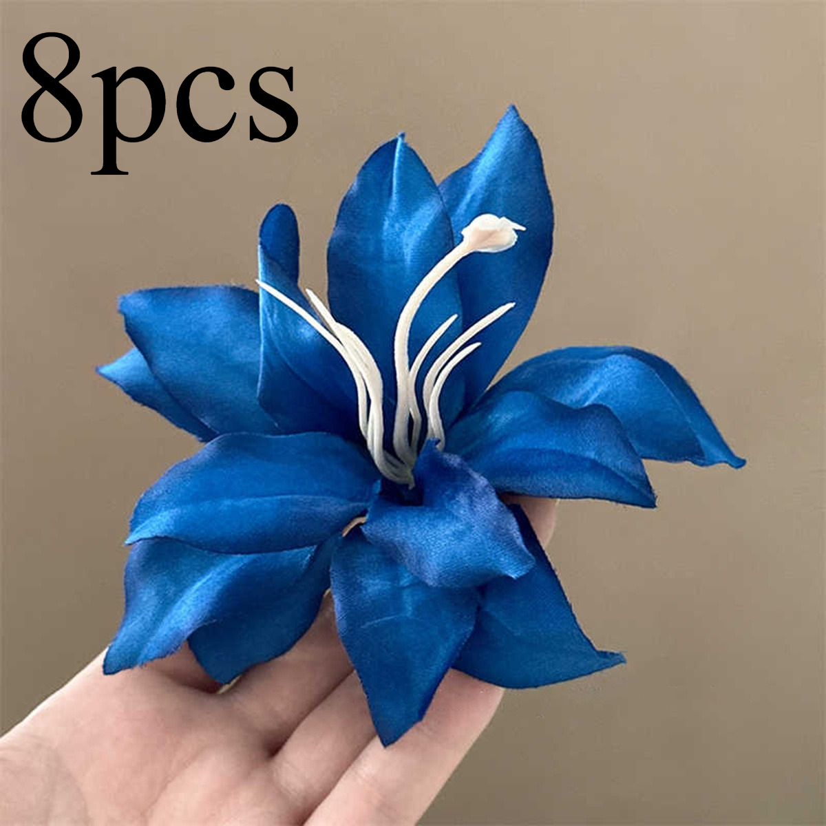 TEMU 8pcs Large Artificial Lily Flower Heads Suitable For Wedding Bouquets, Wreaths, Table Centerpieces - Realistic Fake Lilies For. Day, Spring
