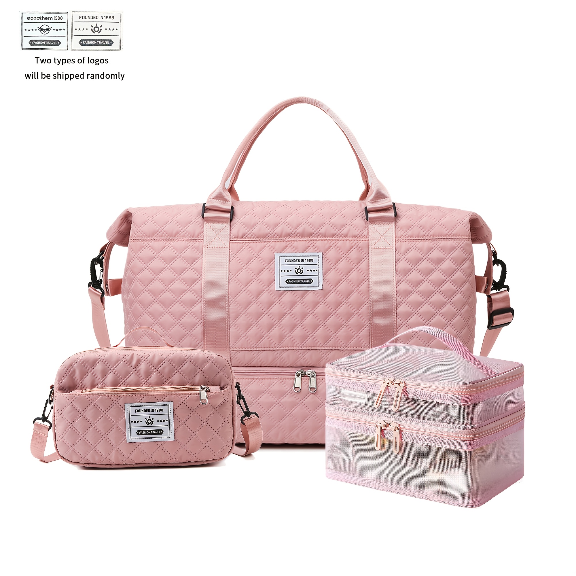 TEMU 1pc/3pcs Large Capacity Sports Bag, Luggage Tote Bag, Multi-pocket Storage, Multi-functional Convenient Travel Bag With Separate Shoe