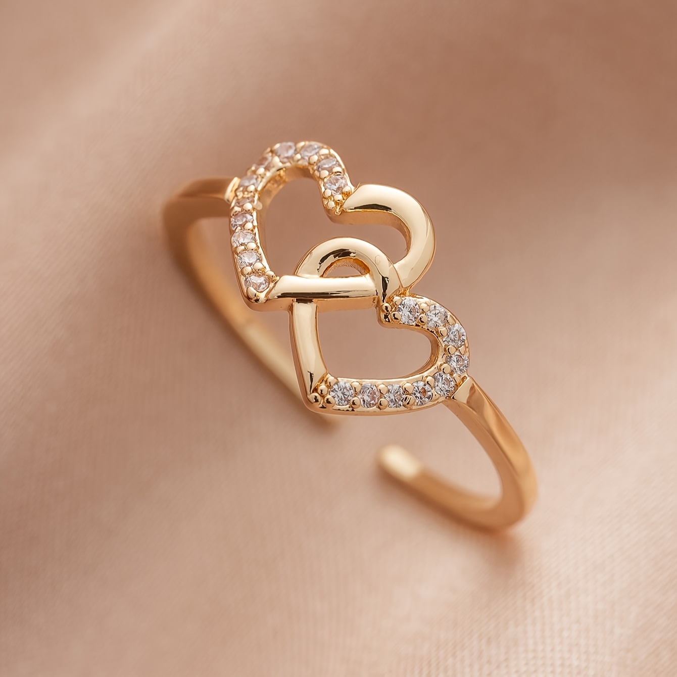 1pc Women's Fashion , Simple Romantic Synthetic Synthetic Zirconia Love Ring, Copper Accessory, Elegant For Banquet And Dating, Perfect Valentine's Day Gift