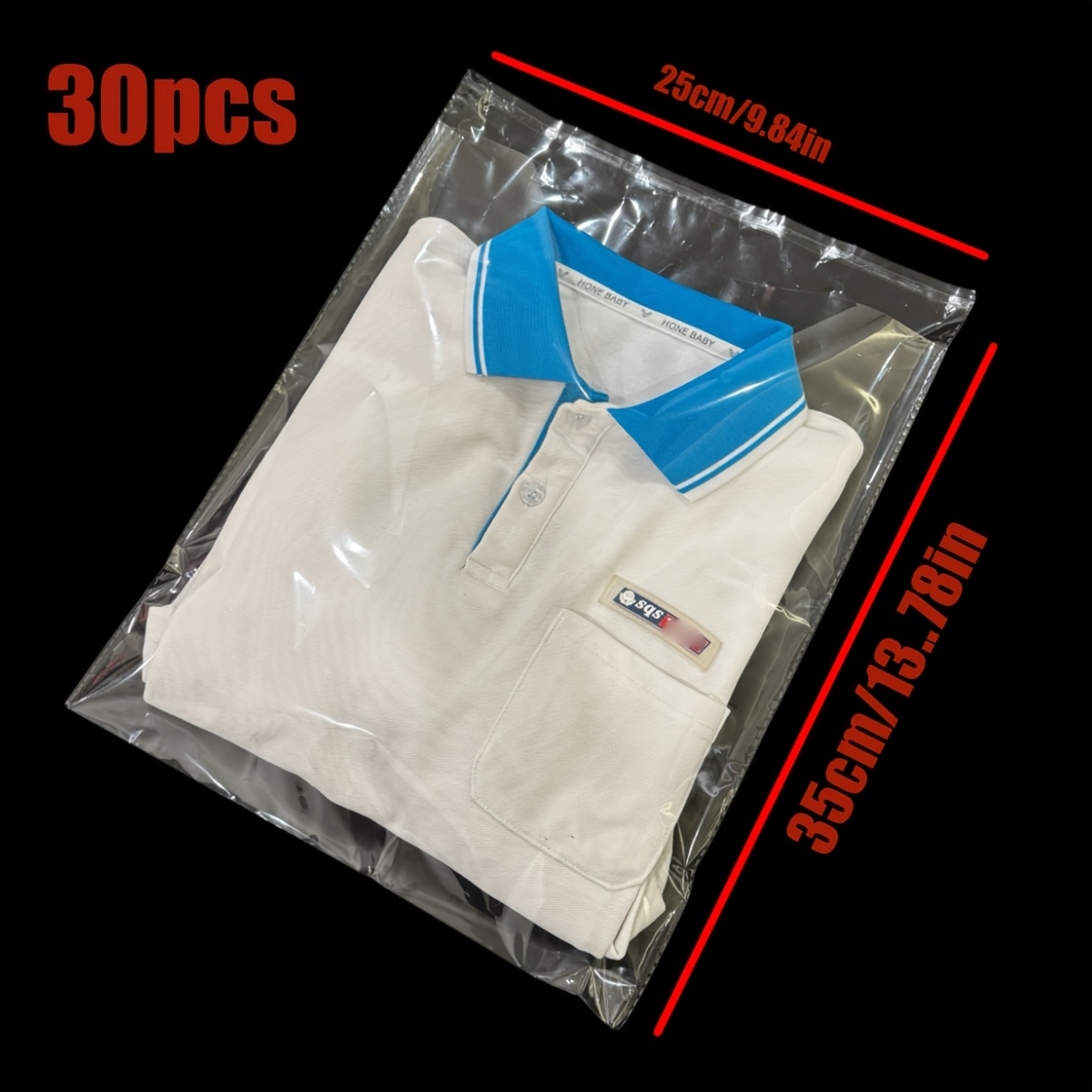 TEMU Bolsas de plástico transparentes autoadhesivas de 30/50/100, polietileno duradero y resistentes a la decoloración, adecuadas para ropa,