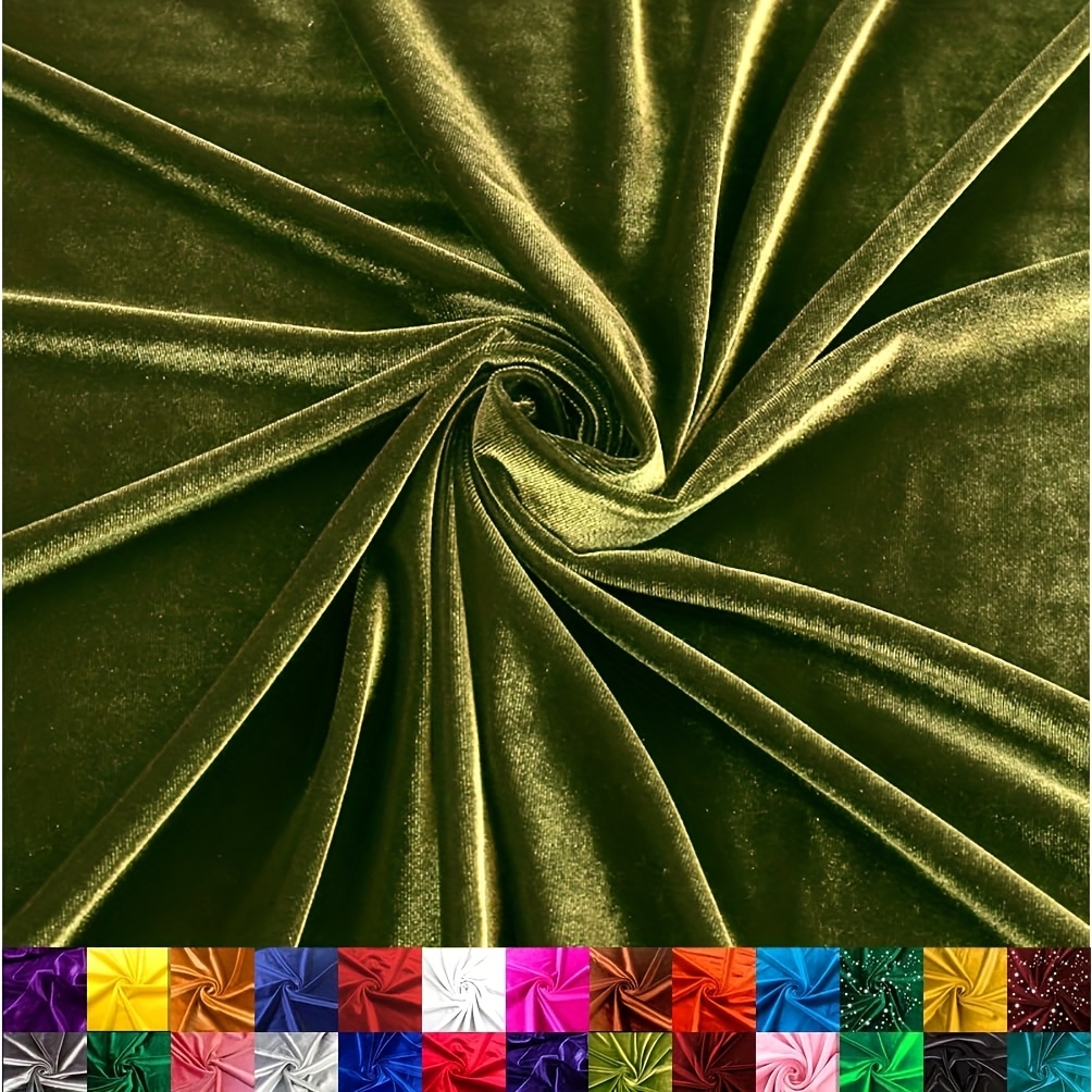 TEMU Rekbaar Fluweel | Luxe & Zacht | Fluweelstof | Rol van 60" Breed | 100% | Naaiwerk, Kleding, Bekleding (Olijfgroen, 1 Yard)