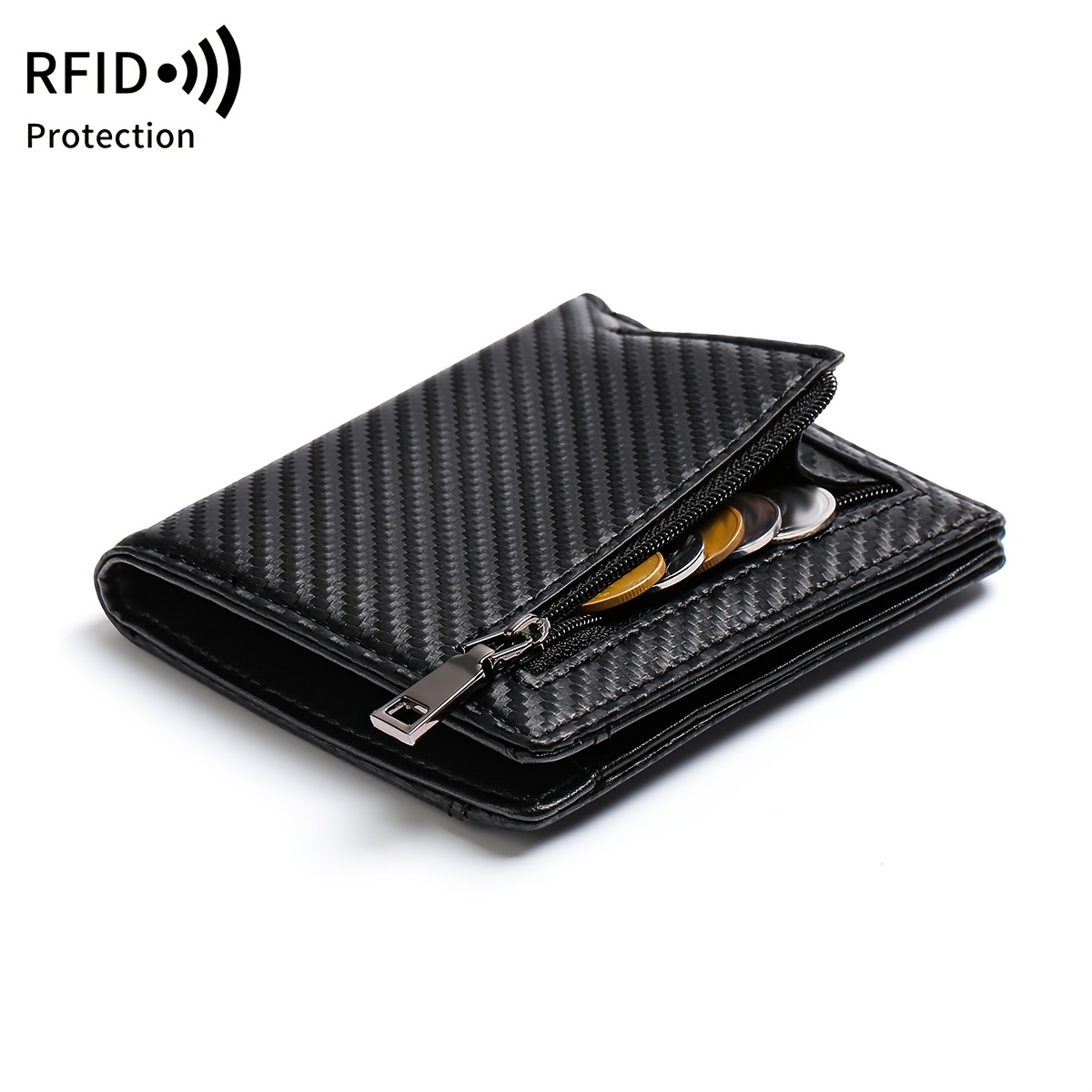 Miyin Rfid Blocking Wallet, Minimalist Microfiber Credit Card Holder, Casual Bifold Small Wallet Snap Button Wallet Multiple Card Slots
