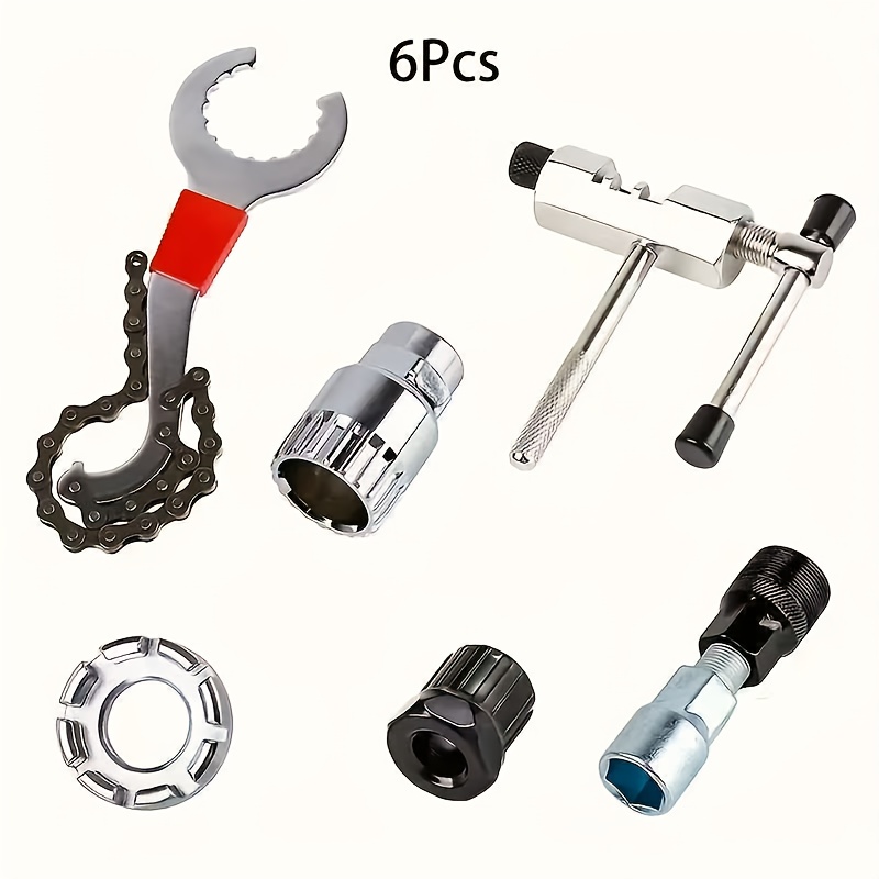 E-shop 6-tlg. Fahrrad-Reparatur-Werkzeugsatz, Fahrrad-Kassetten-Abzieher, Kettenblatt-Abzieher/Kettenblatt-Abzieher-Werkzeug, passend für Mountainbikes
