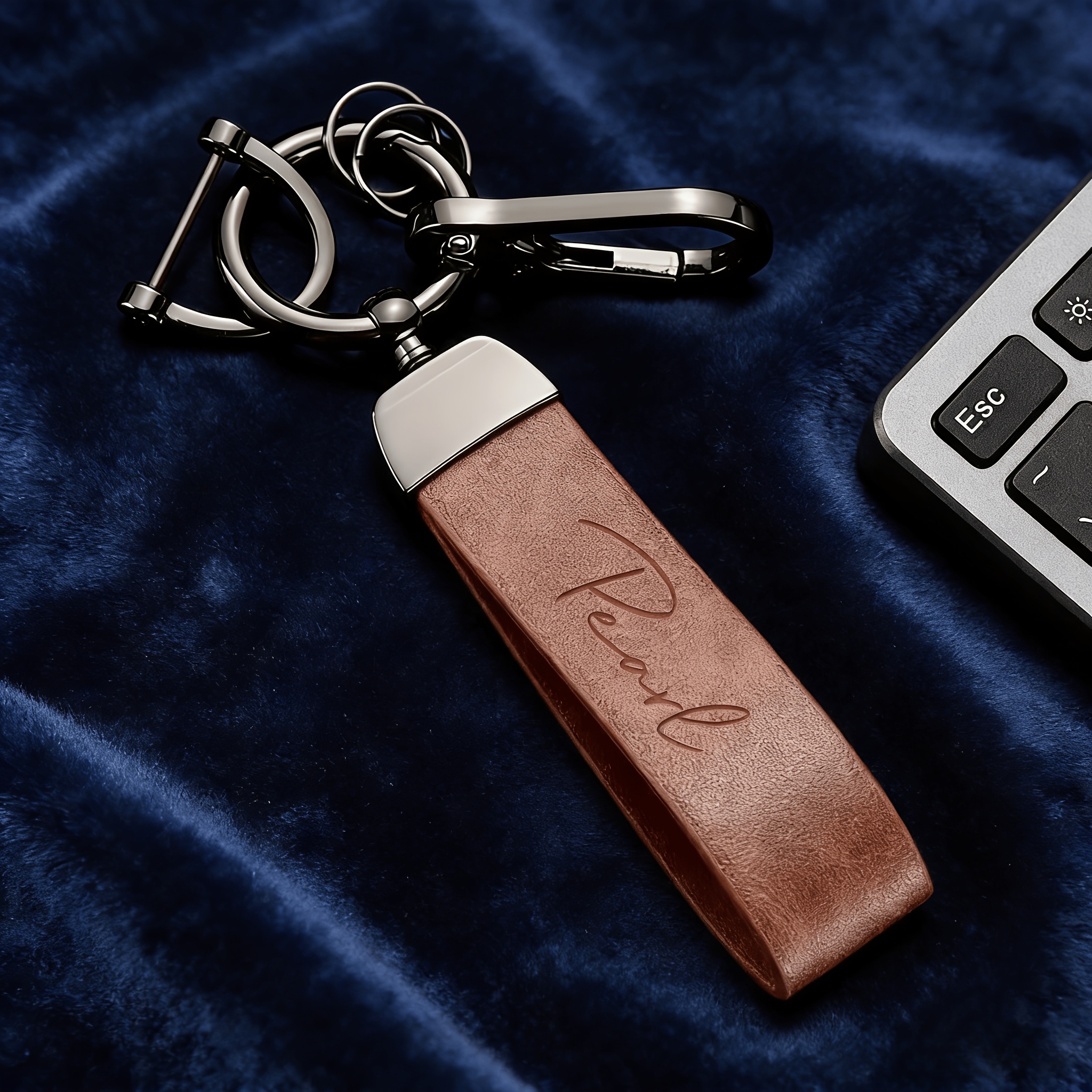 Personalized Laser-engravable Keychain Compatible For - Name/text/ Pu Leather & Alloy Key Tag, Diy Laser Etching Service, Ideal Gift For Father's Day, Valentine's, Christmas - Vehicle Accessory