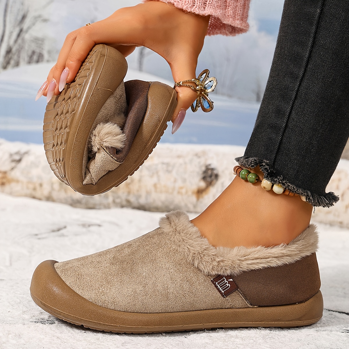 TEMU New Winter Home Slippers For Women: Lightweight, , Cold-proof And Warm, Easy Short Boots, Durable And Convenient To Wear, Women Shoes