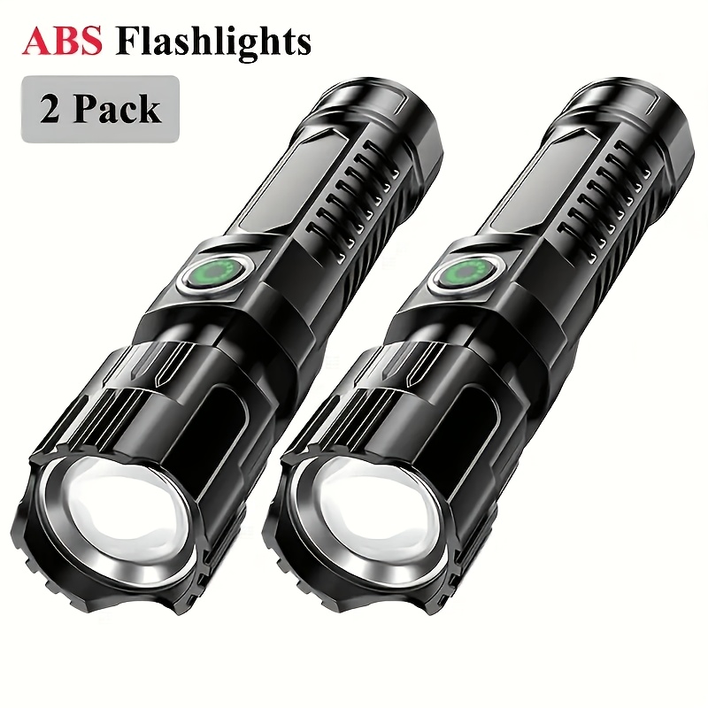 TEMU 2 Led Flashlights, Outdoor Usb Rechargeable Zoomable Flashlight, Suitable For Camping, Fishing, Walking, Running, Hiking, Work Light, Portable