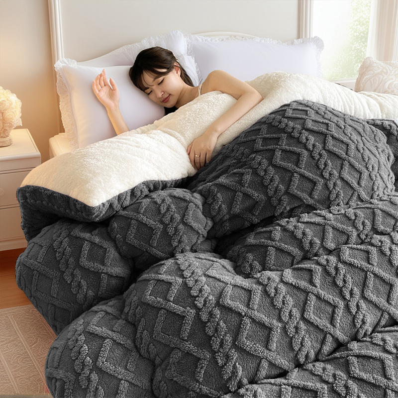 Image of Warmautumnwintercomforter Premiumplushthickblanketwithsoftmicrofiberfillforhotelrooms.