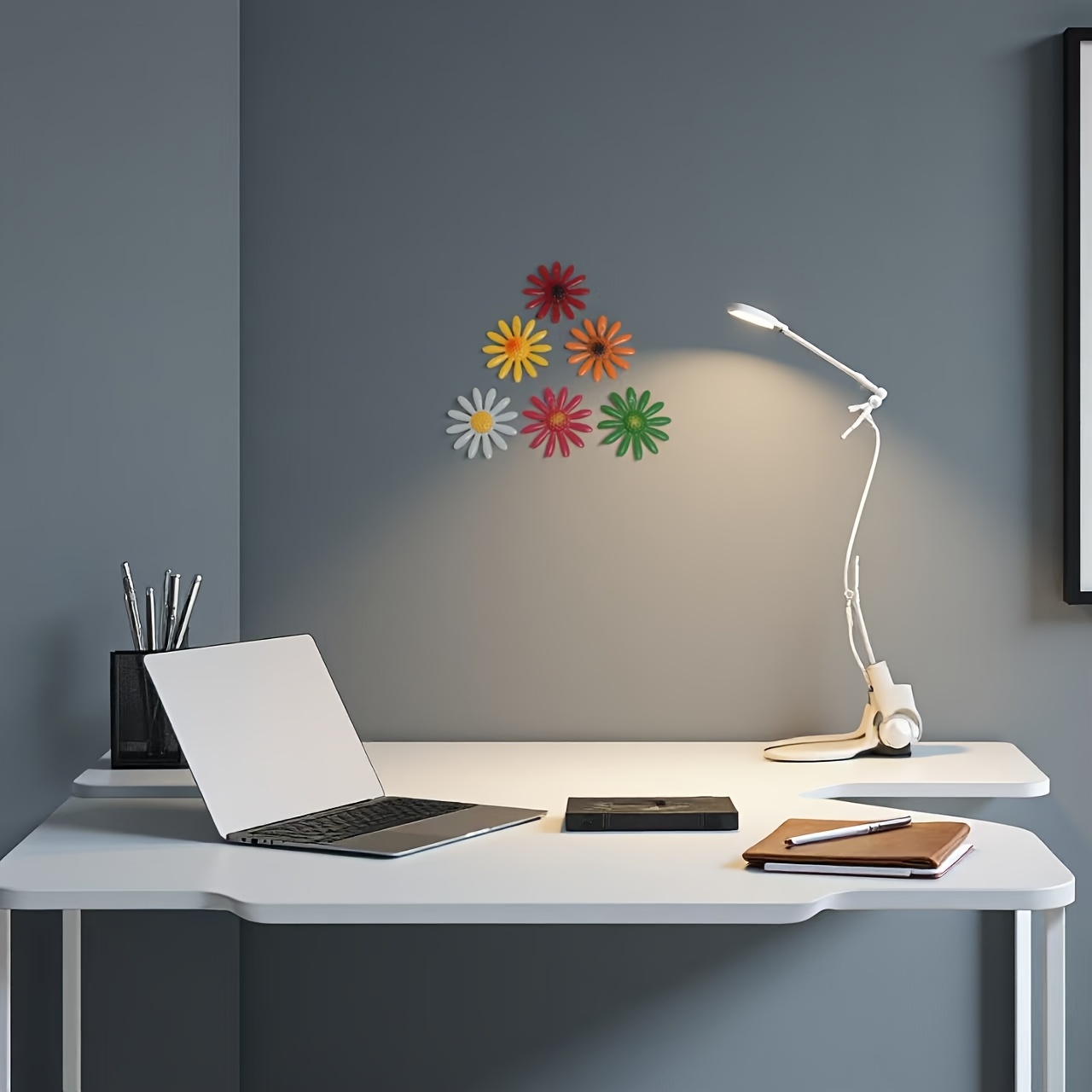 E-shop 6-teiliges Set aus Metallblumen für Gartendekoration, Metallsunnenblumewand zur künstlerischen Hängedeko mit Gänseblümchen geeignet für