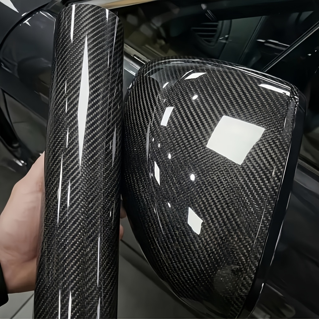 TEMU Ultra-gloss 6d High-gloss Carbon Fiber Vinyl Bubble-free Film, 11.81×29.52 Inches, With Technology, Pvc Self-adhesive Coating Film, For Cars,