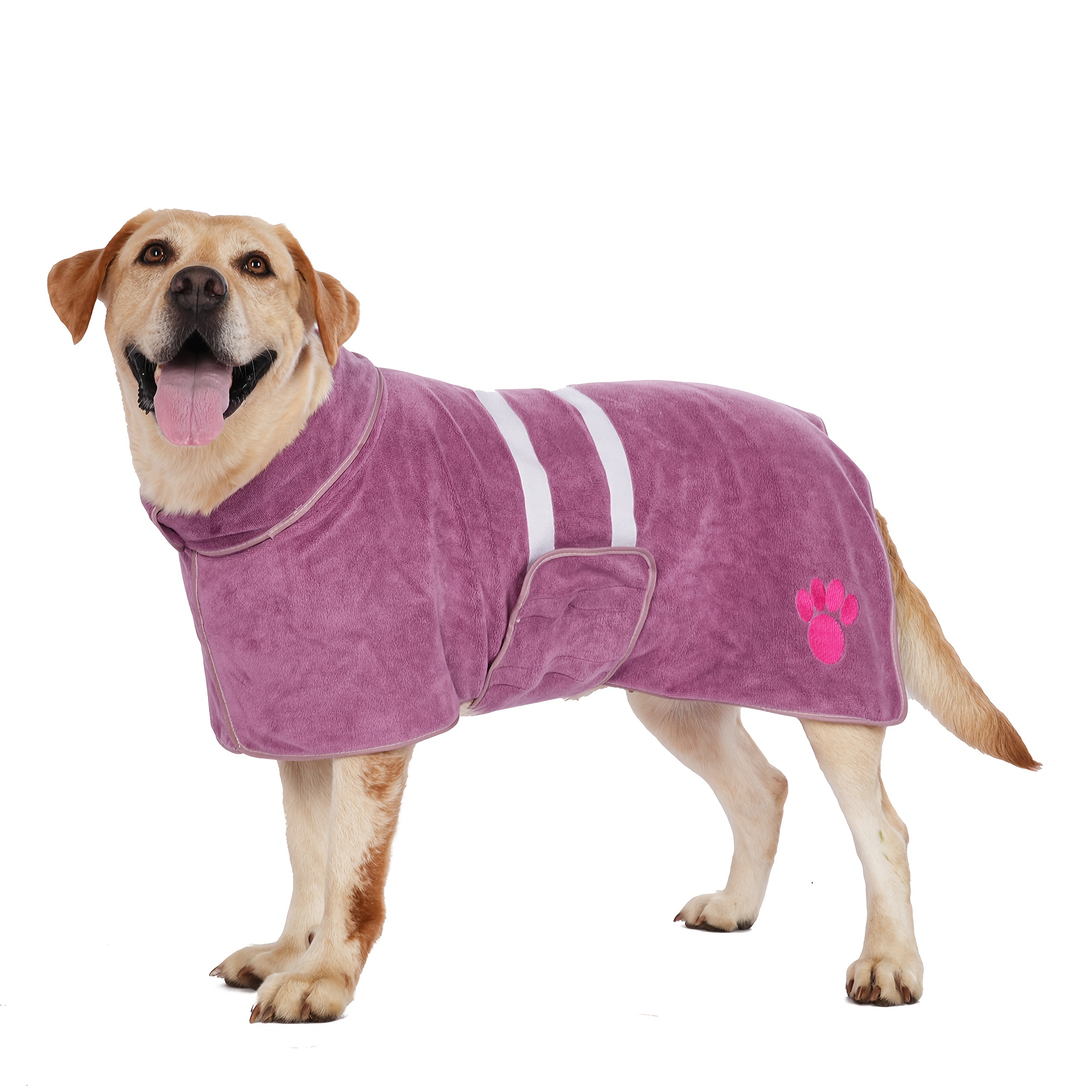 E-shop schnelltrocknender Hundebademantel, bestickter Handtuch-Bademantel für Hunde, super saugfähiger Haustier-Bademantel mit verstellbarem