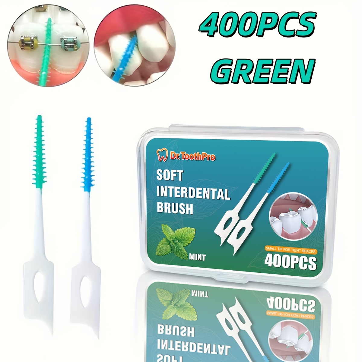 400/800pcs Dental Floss Picks Soft Silicone Interdental Brush, - Suitable For Cleaning Teeth And Disposable Use