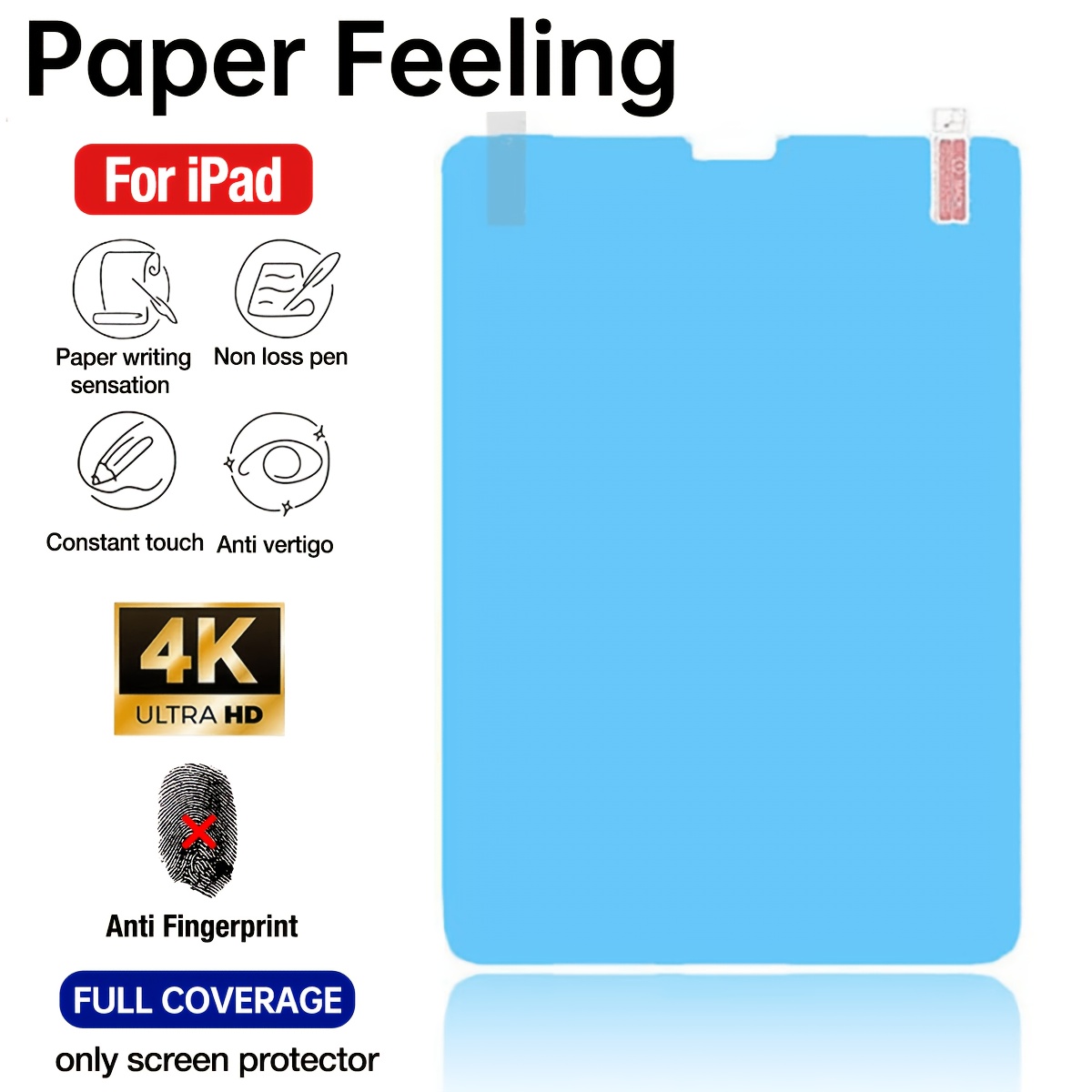 TEMU 1pc Protector de Pantalla de Película de Papel Esmerilado, Compatible con 11ª/10ª/9ª/8ª/7ª/6ª/5ª, 10.9"/10.2"/9.7 Pulgadas, ///Air2//Pro 9.7/Pro