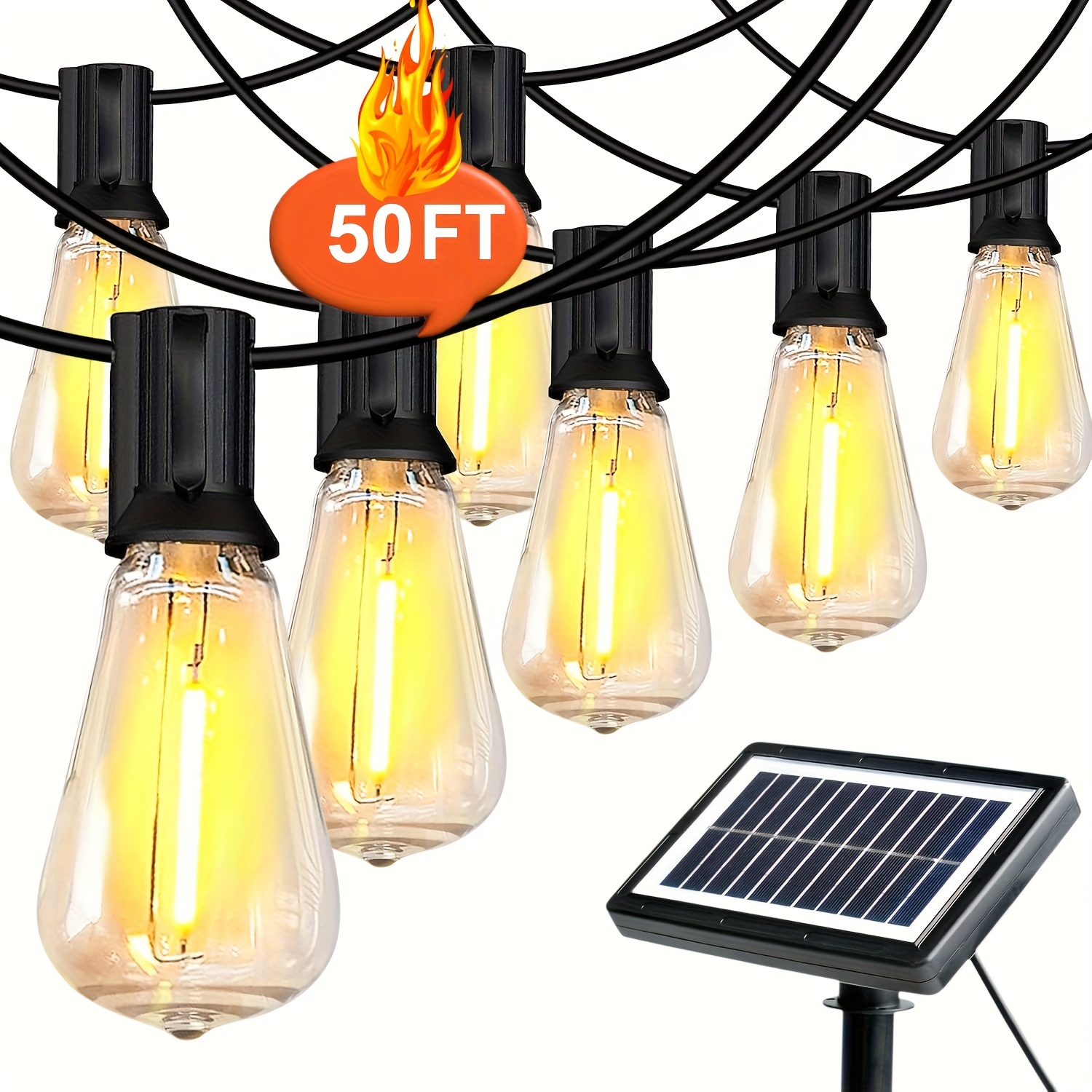 100ft 50ft waterproof led string lights with shatterproof st38 dimmable outdoor lights suitable for yard pool camping wedding garden decor 4 mode flash breath   controlled pole mountable