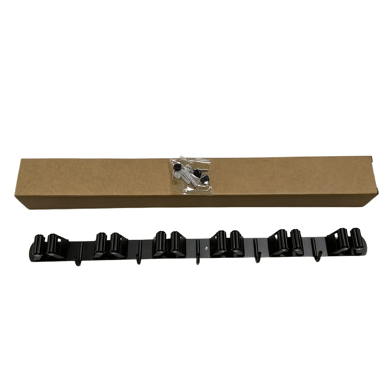 TEMU 1pc Heavy-duty Metal Wall-mounted Multi-tool Organizer Rack, Featuring A 6-snap And 5-hook Design, Ideal For Balcony Cleaning Tool Storage,