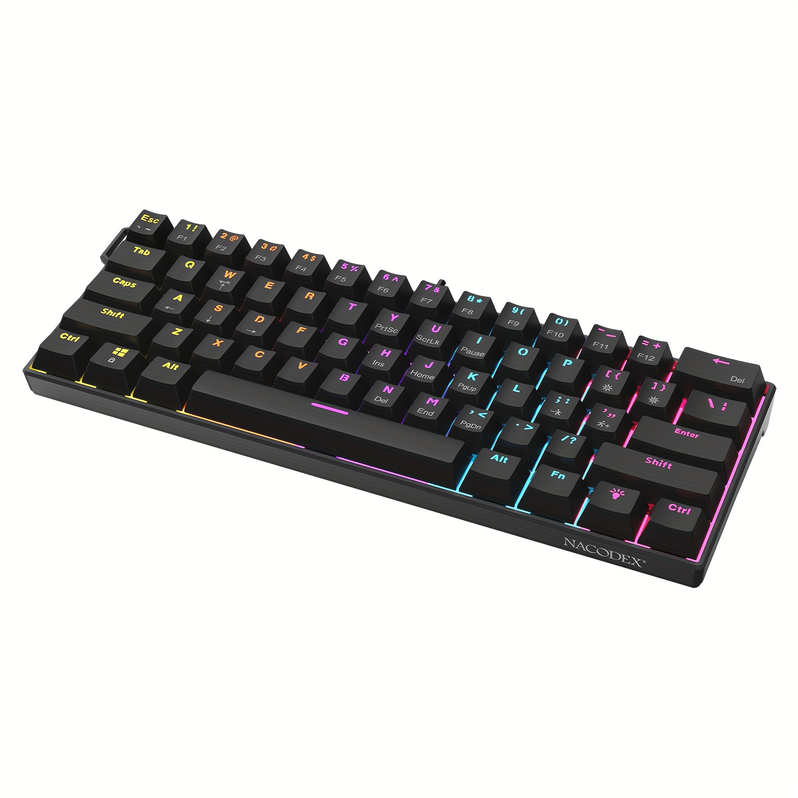 TEMU Ajazz Nk61 Wired Mechanical Keyboard, Backlit Colorful Keyboard, Compact Portable Keyboard, Office Keyboard, Gaming Keyboard, Mechanical