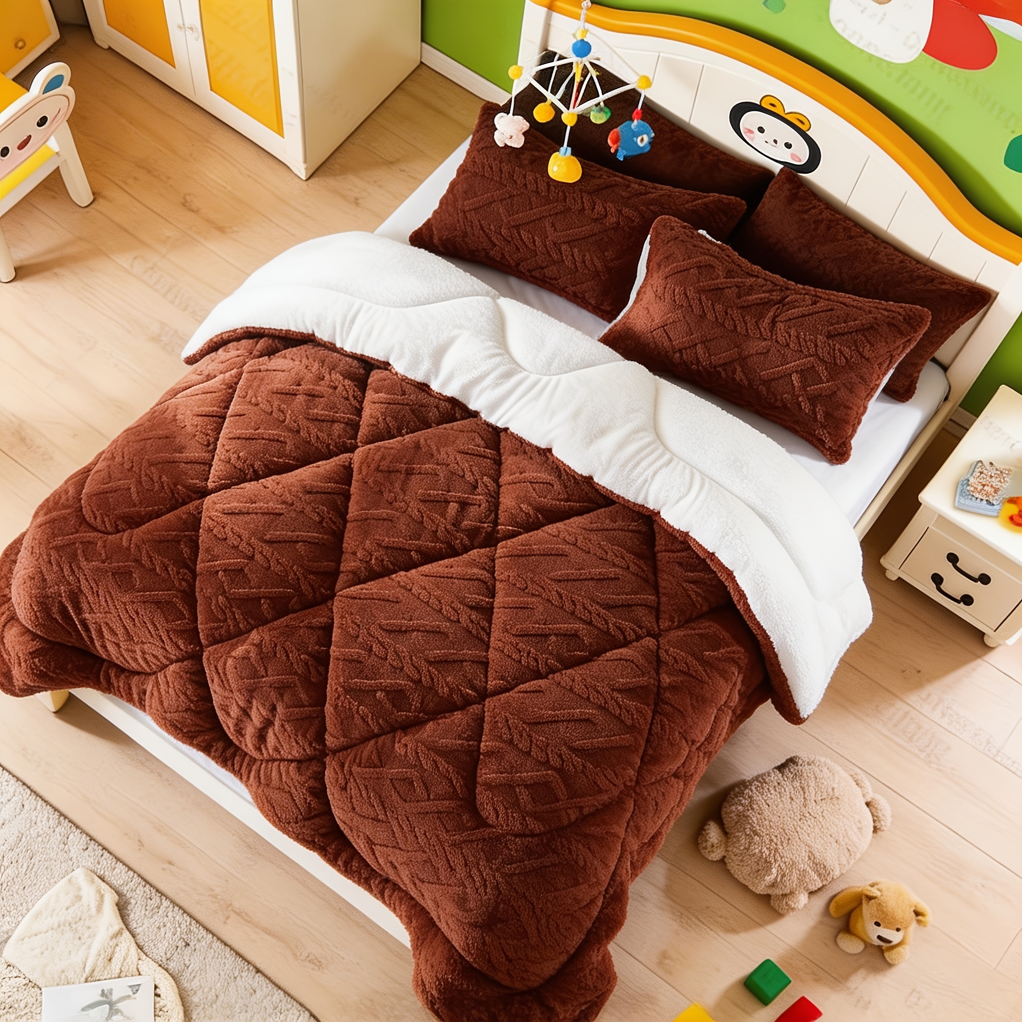 TEMU Cosybay Thick Plush Comforter Set Twin Queen King Size, (1 Comforter &1/ 2 Pillowcases), Kids Comforter Sets Queen Size All Season Dorm Bedding