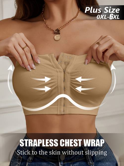 plus size front closure high stretch single layer unpadded soft and comfortable wire free full coverage underwire shaping base layer camisole bra