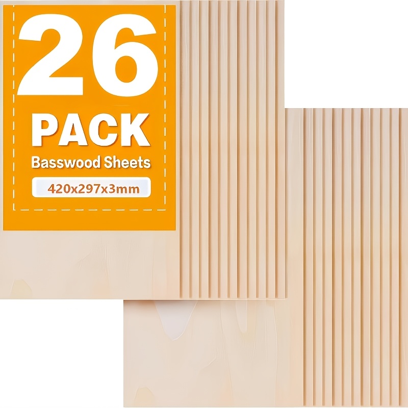 Image of Dofiki A3 Basswood Plywood 26 Sheets 420 X 3mm Wood Ply Perfect Board For Wood Diy Home Decor Arts Craft Painting Laser Cutting Cnc Stenciling Pyrography