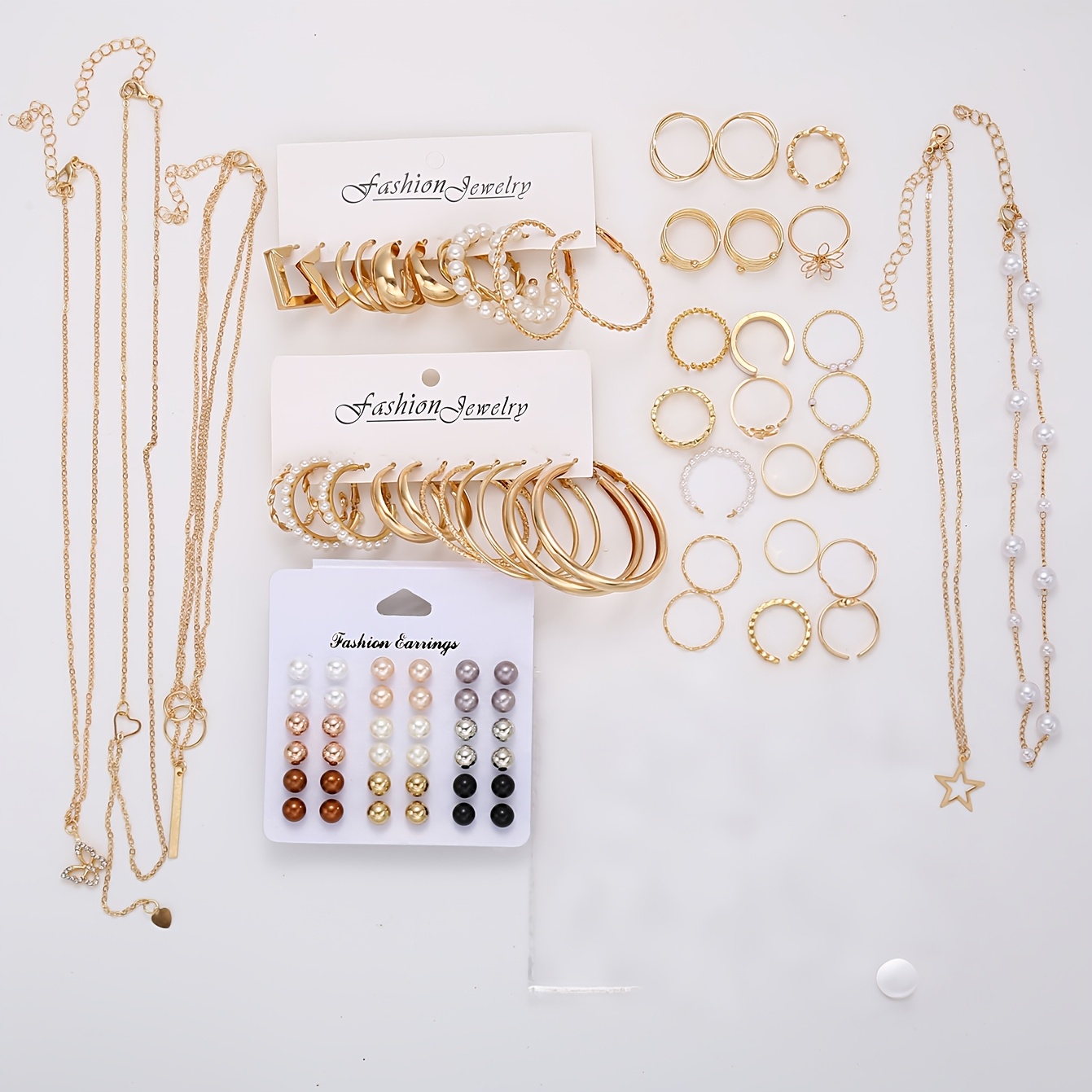 Image of 56pcs Fashionable And Elegant Necklace, Earrings, Ring, And Stud Earrings Jewelry Set For Women And, Versatile For Daily Wear And Holiday Gifting