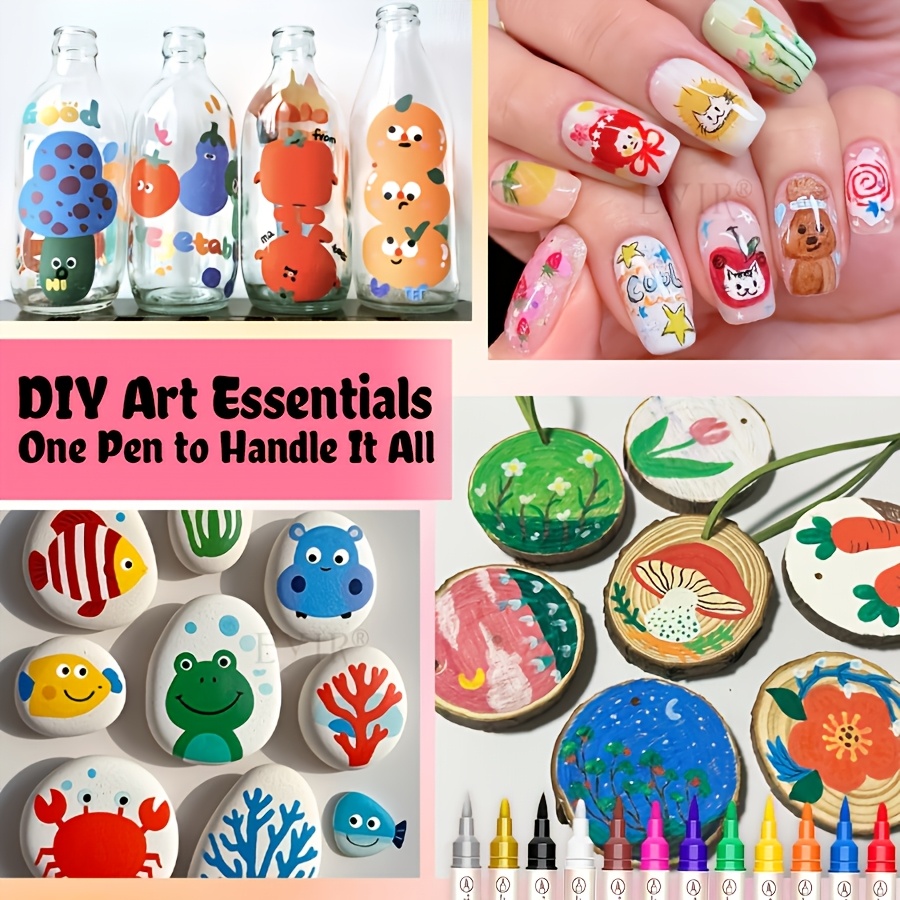 12-Color Metallic Nail Art Brush Set with Dual-Tip Design