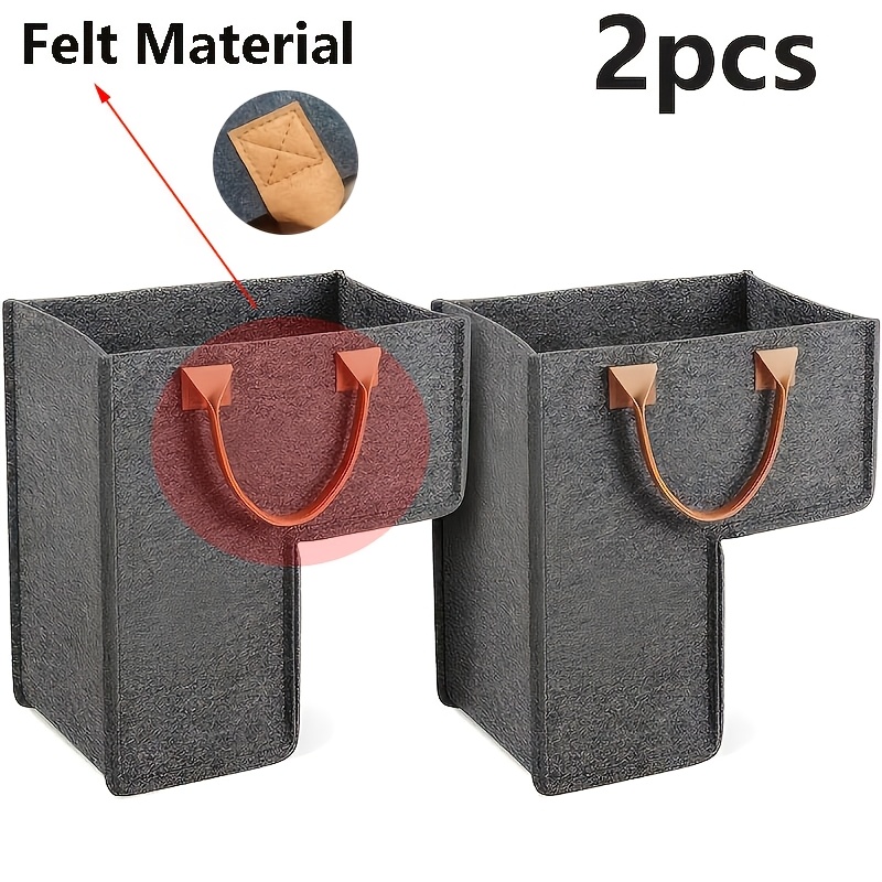 TEMU 2pcs Large Retro Felt Staircase Storage Baskets Suitable For Carpeted & Wooden Stairs, Foldable Step Shelf With Handle, Space-saving Handheld