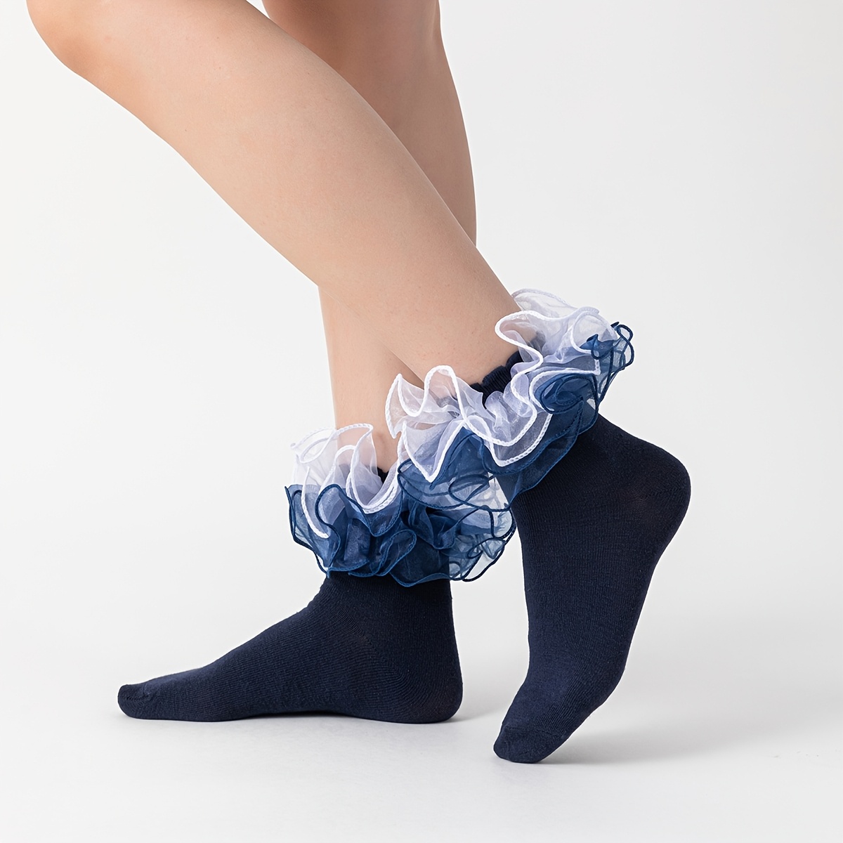 TEMU Lace Women's Socks In Colors; Hem Socks