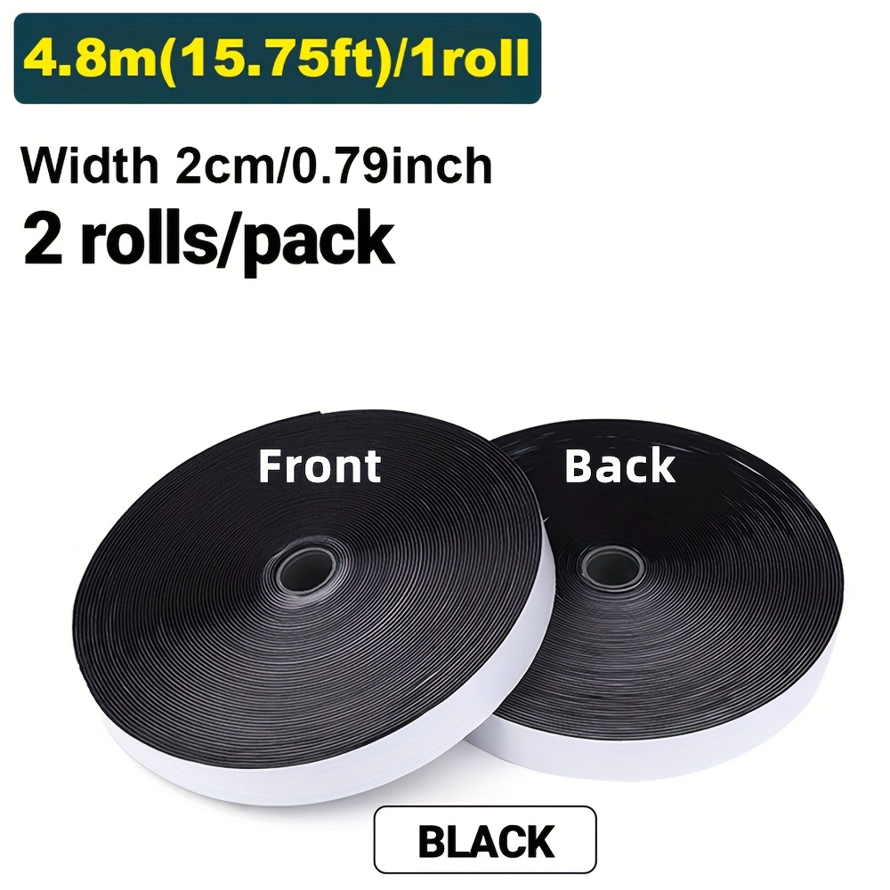 2 Rolls/pack Extra-large Self Adhesive Hook And Loop Tape Fastener - Strong, , And Removable For Home Diy Projects, Crafting, And Organization