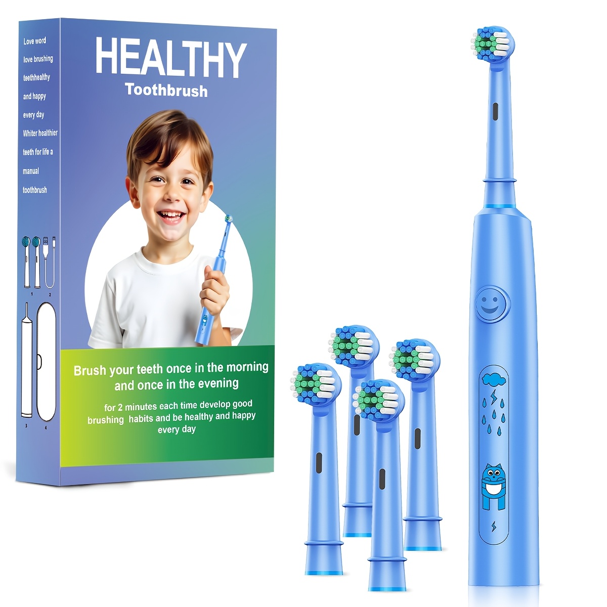 Smart Kids Electric Toothbrush with Automatic Rotation & Smart Brush Head - - Waterproof 's Dental Care System, 2-Min Timer, Cute Pink/Blue/Purple Toothbrush for Boys & Girls (Type-C, & Oral Hygiene, Teeth Cleaning Tools, Brush Teeth, Teeth Brush, Childs Toothbrush, Oscillating Toothbrush, Boys Toothbrush, Brushing Teeth, Childrens Toothbrush, Toothbrush Timer, Tootbrush, Toothbrush For Men, Interactive Tooth Brush, Tooth Brushes, Teeth Brushing Timer, Girls Toiletries, Teeth