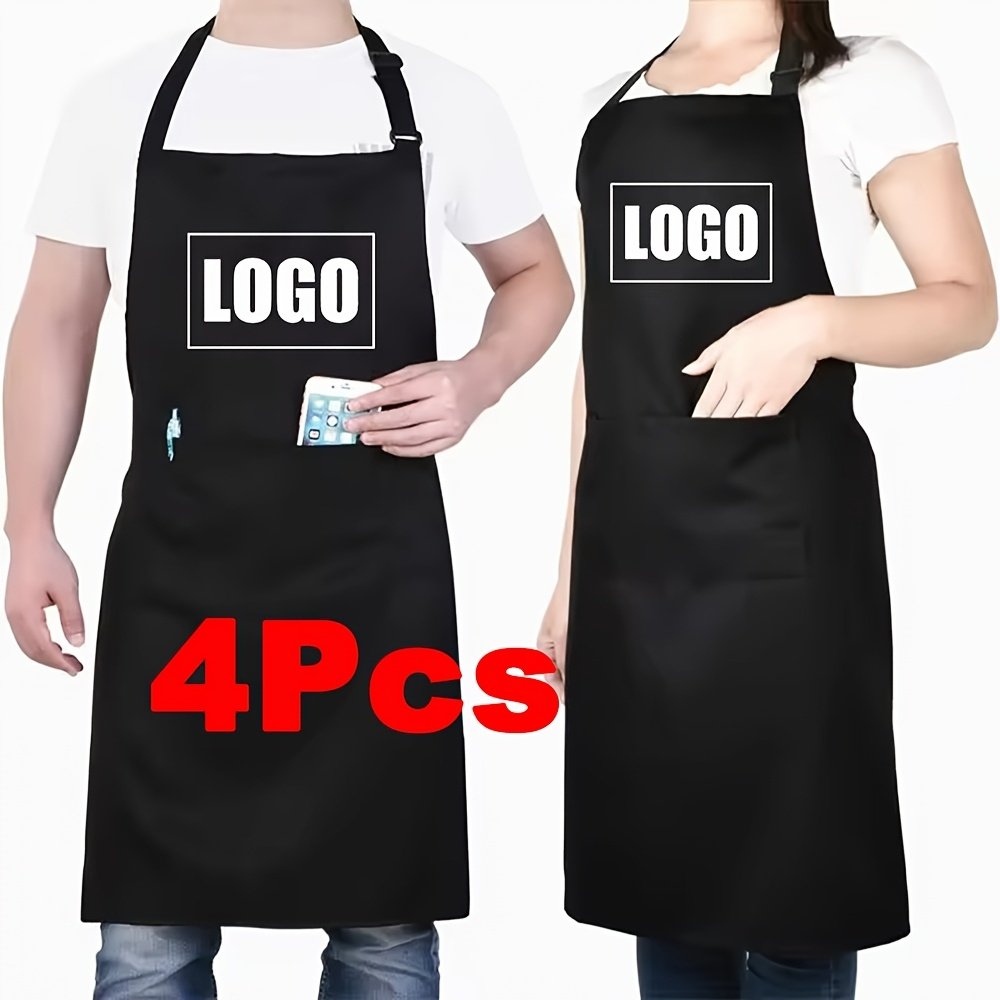 2/4 Customizable Large Aprons With Logo And Signature- Durable Polyester Blend, Adjustable Neck And Waist, Perfect For And Baking Enthusiasts, Kitchen Apron