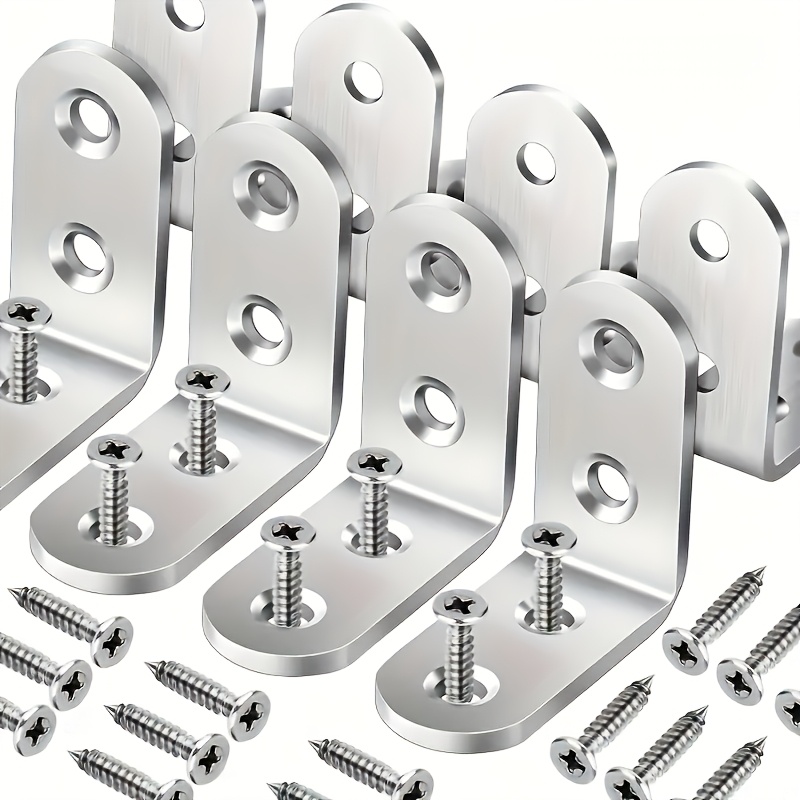 TEMU 10 Brackets + 40 Screws = 50pcs Set, Heavy-duty L-shaped Bracket With Screws | 1.57 X 1.57 Inches, 90-degree Angle, Includes Screws,